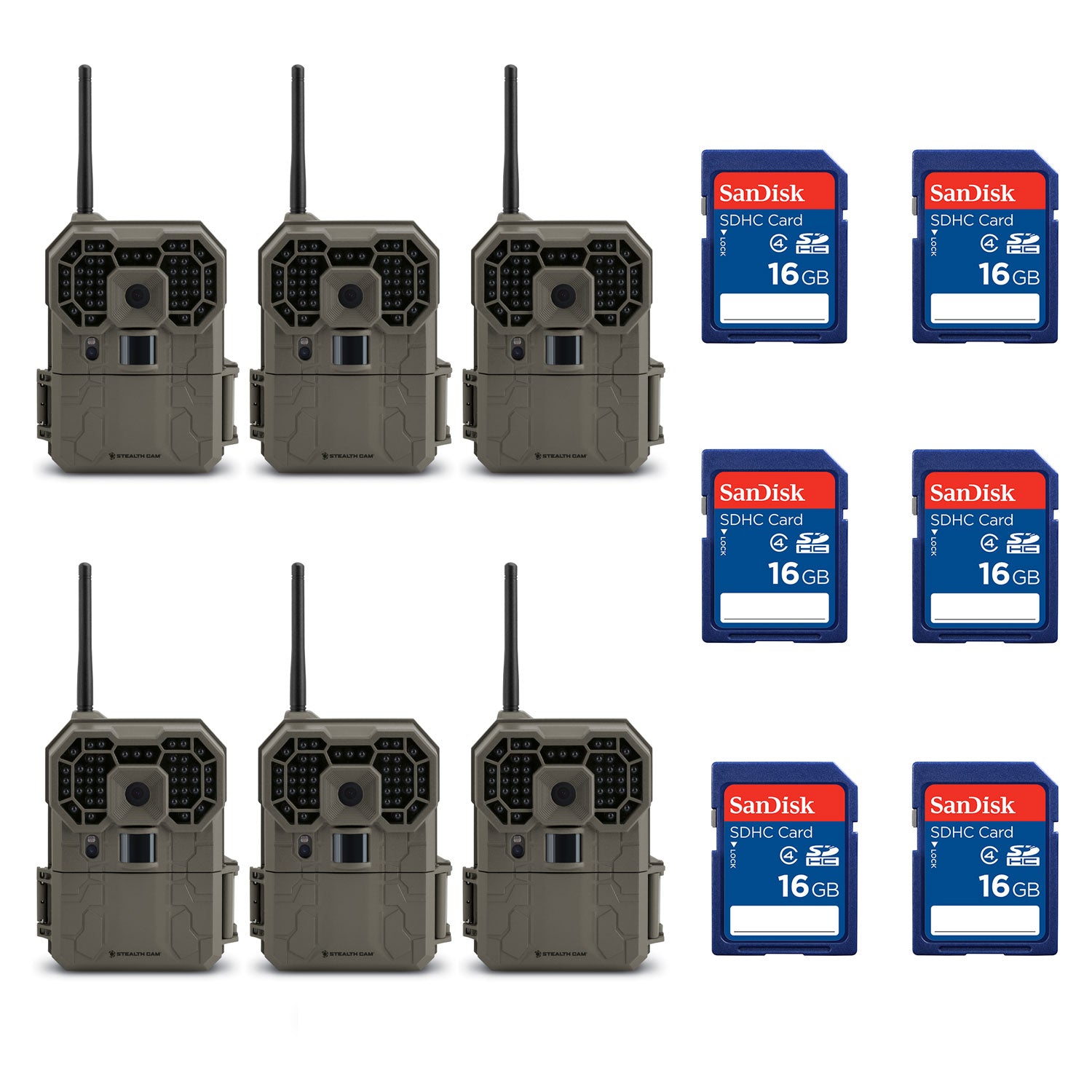 Stealth Cam GXW 12MP 1080p HD iOS & Android Game Camera (6 Pack) + 16GB SD Cards