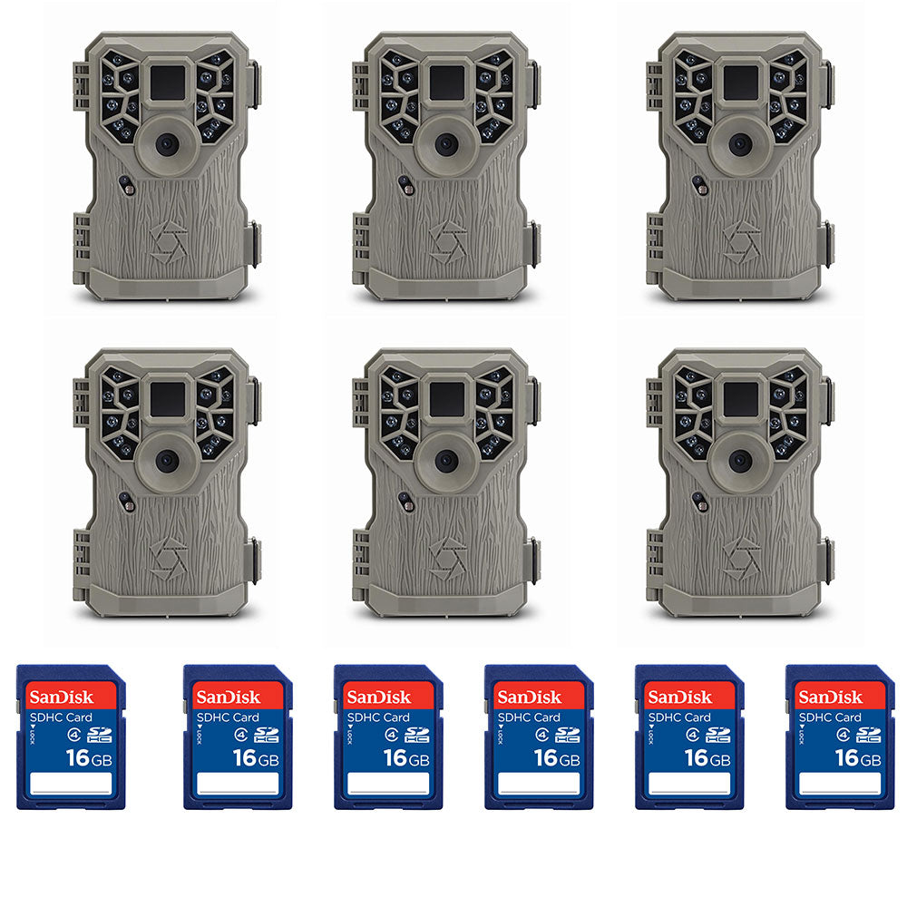 Stealth Cam 8MP IR Game Camera (6 Pack) & SanDisk 16GB SD Memory Card (6 Pack)