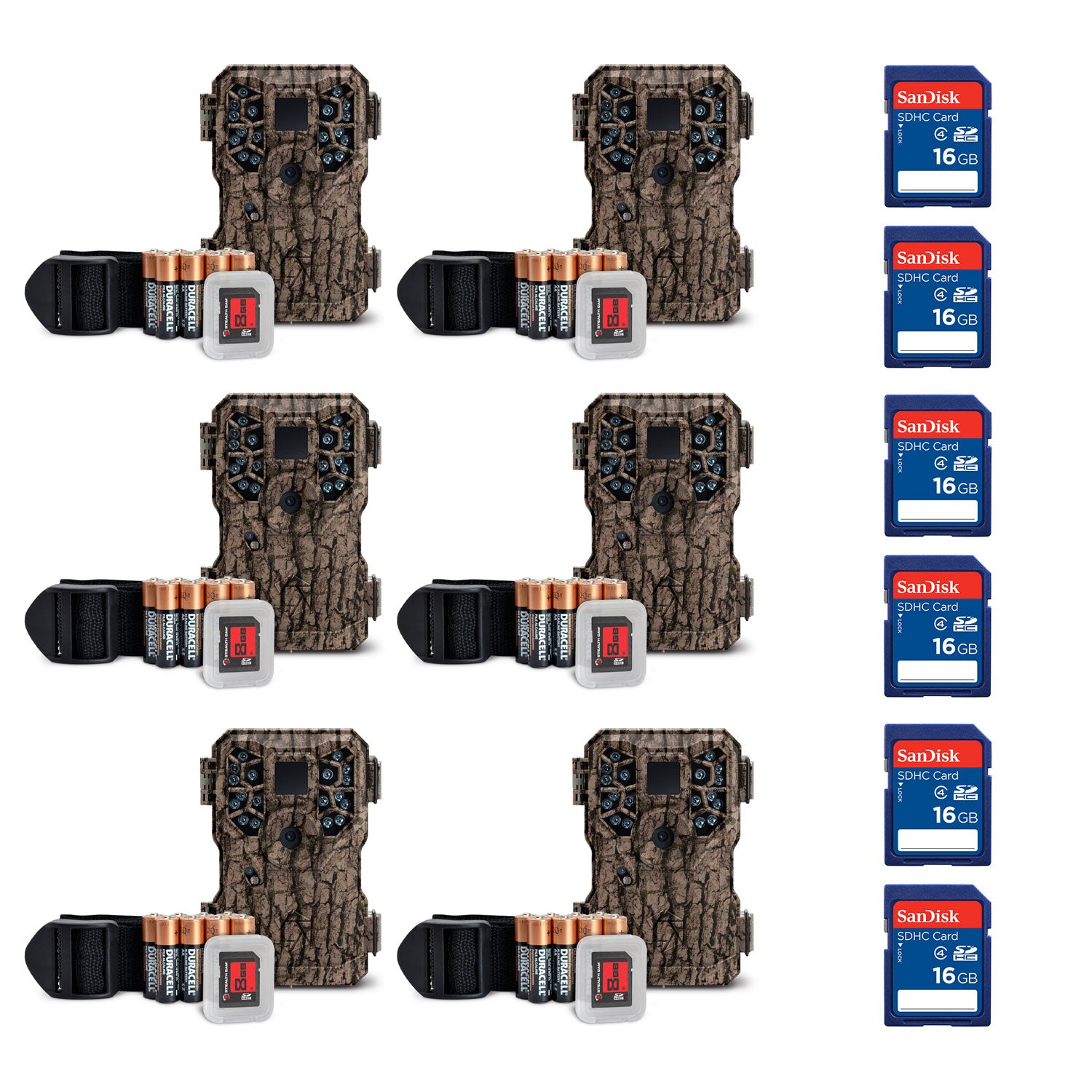 Stealth Cam 8MP Infrared Game Trail Camera (6 Pack) + 16GB Memory Card (6 Pack)