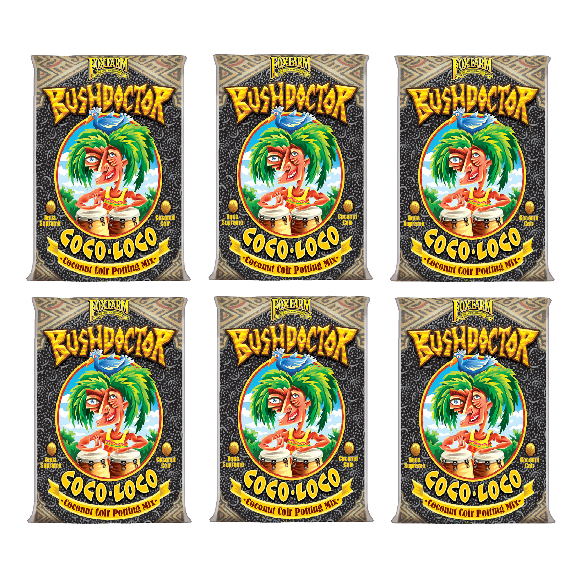 FoxFarm Bush Doctor Coco Loco Plant Garden Potting Soil, 2 Cubic Ft. (6 Pack) - VMInnovations