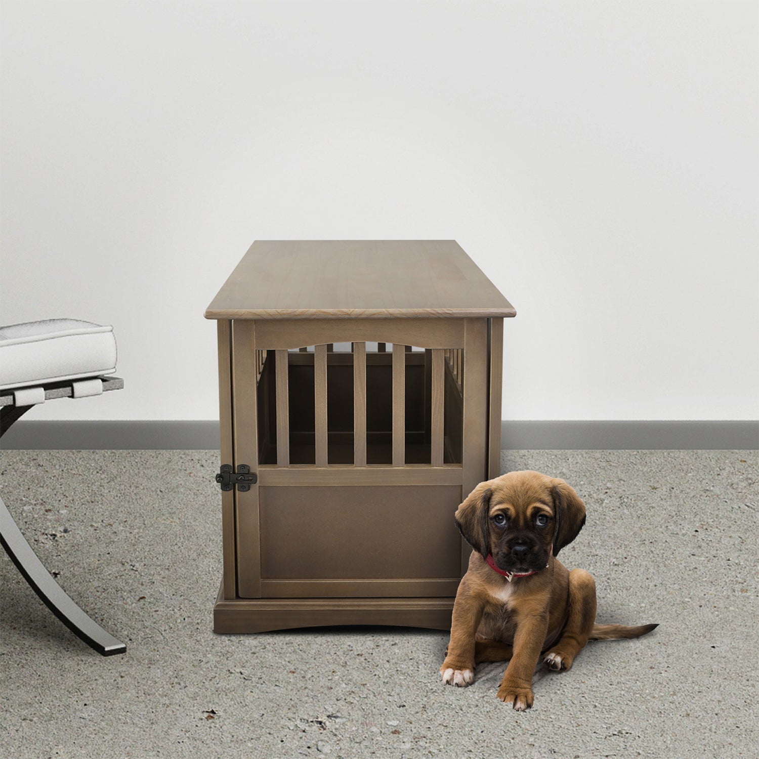 Casual Home Wooden Pet Crate Dog House End Table Night Stand,Gray (Open Box) - VMInnovations