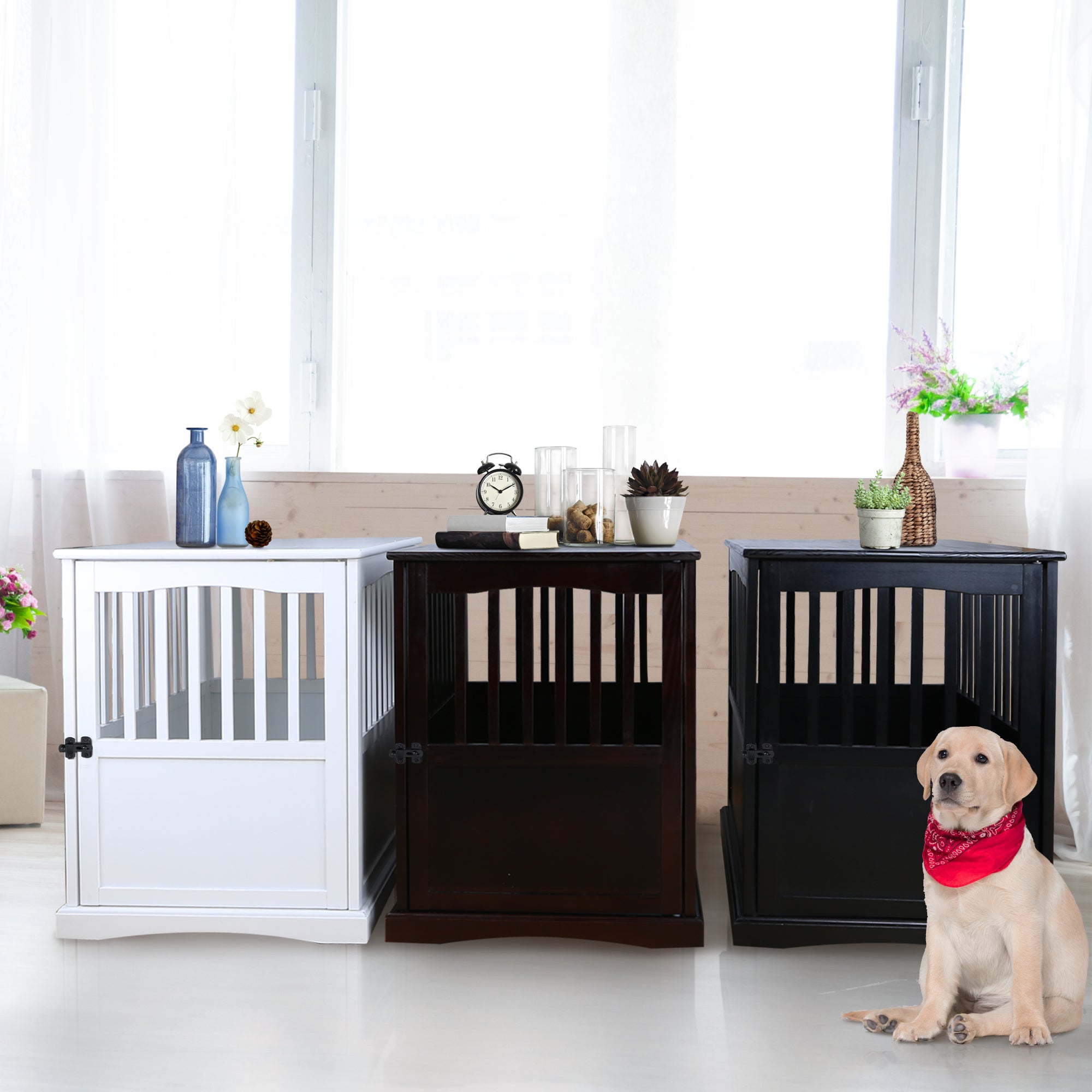 Casual Home Solid Wood Lockable Gate Door Pet Crate, End Side Table (For Parts) - VMInnovations