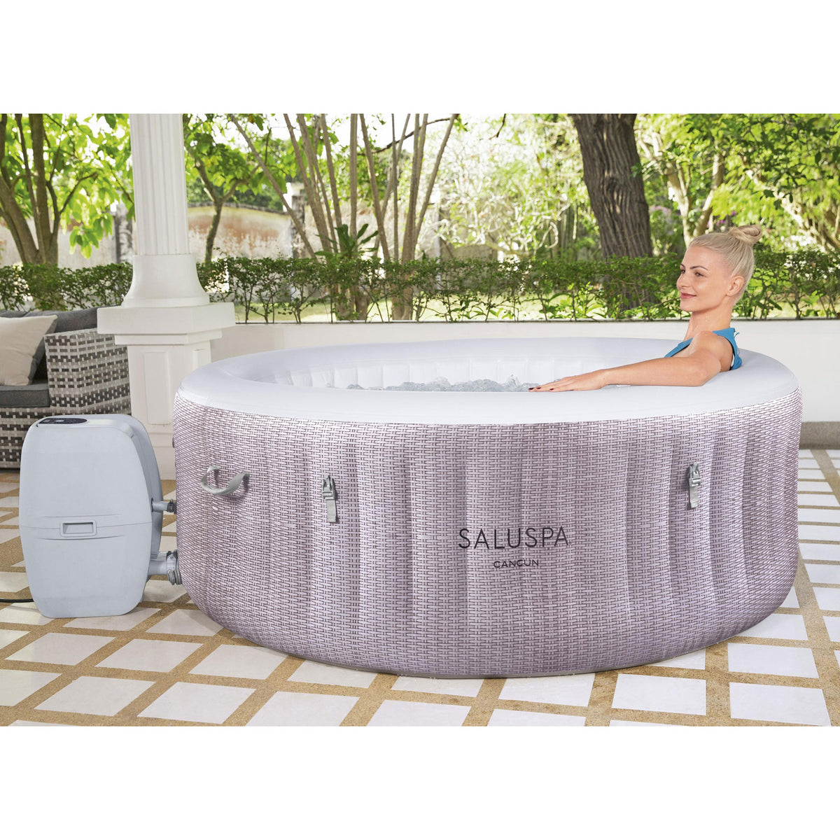 Bestway SaluSpa 71x26" 4 Person Inflatable Hot Tub with Algaecide Pool Treatment