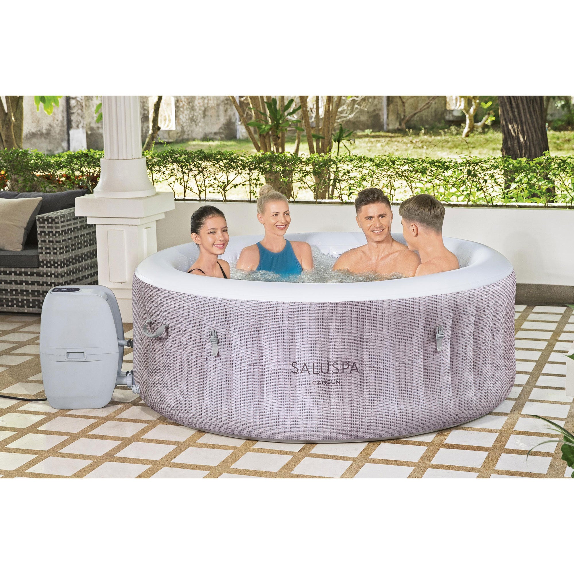 Bestway SaluSpa 71x26" 4 Person Inflatable Hot Tub with Algaecide Pool Treatment - VMInnovations