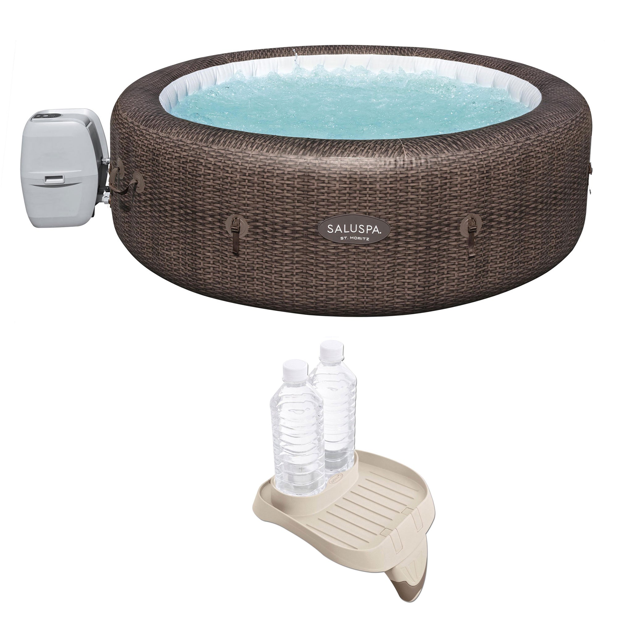 Bestway SaluSpa St Moritz Hot Tub & PureSpa Cup Holder w/ Refreshment Tray