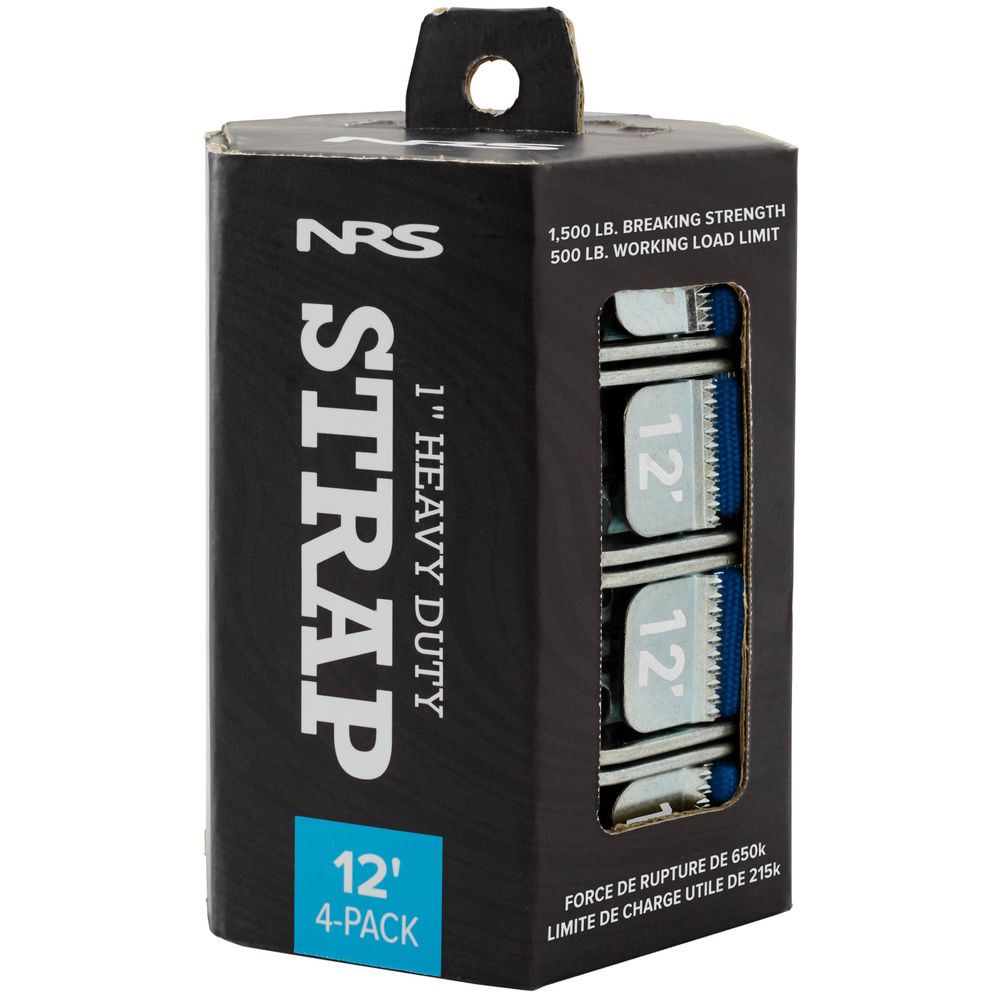 NRS 12-Foot Boating Ratchet Tie-Down Straps, Iconic Blue, 4 Pack (Open Box)