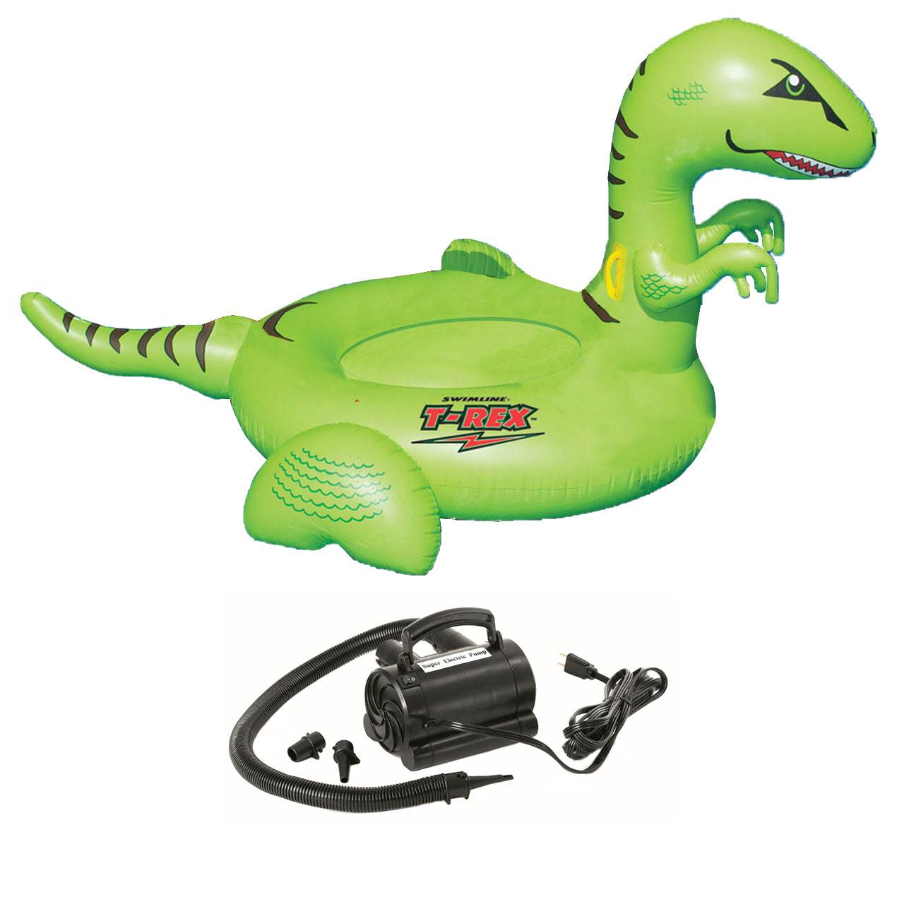 Swimline 90624 Pool Kids Giant Dinosaur Inflatable Float Toy w/ 110V Air Pump