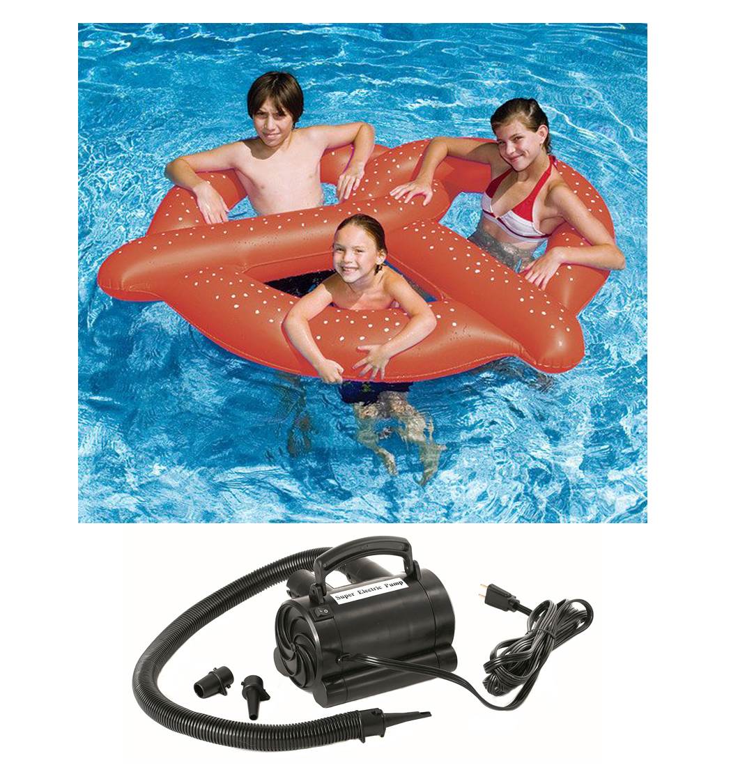 Swimline 90640 3 Swim Giant Pretzel Inflatable Pool Beach 64" w/ 110V Air Pump - VMInnovations