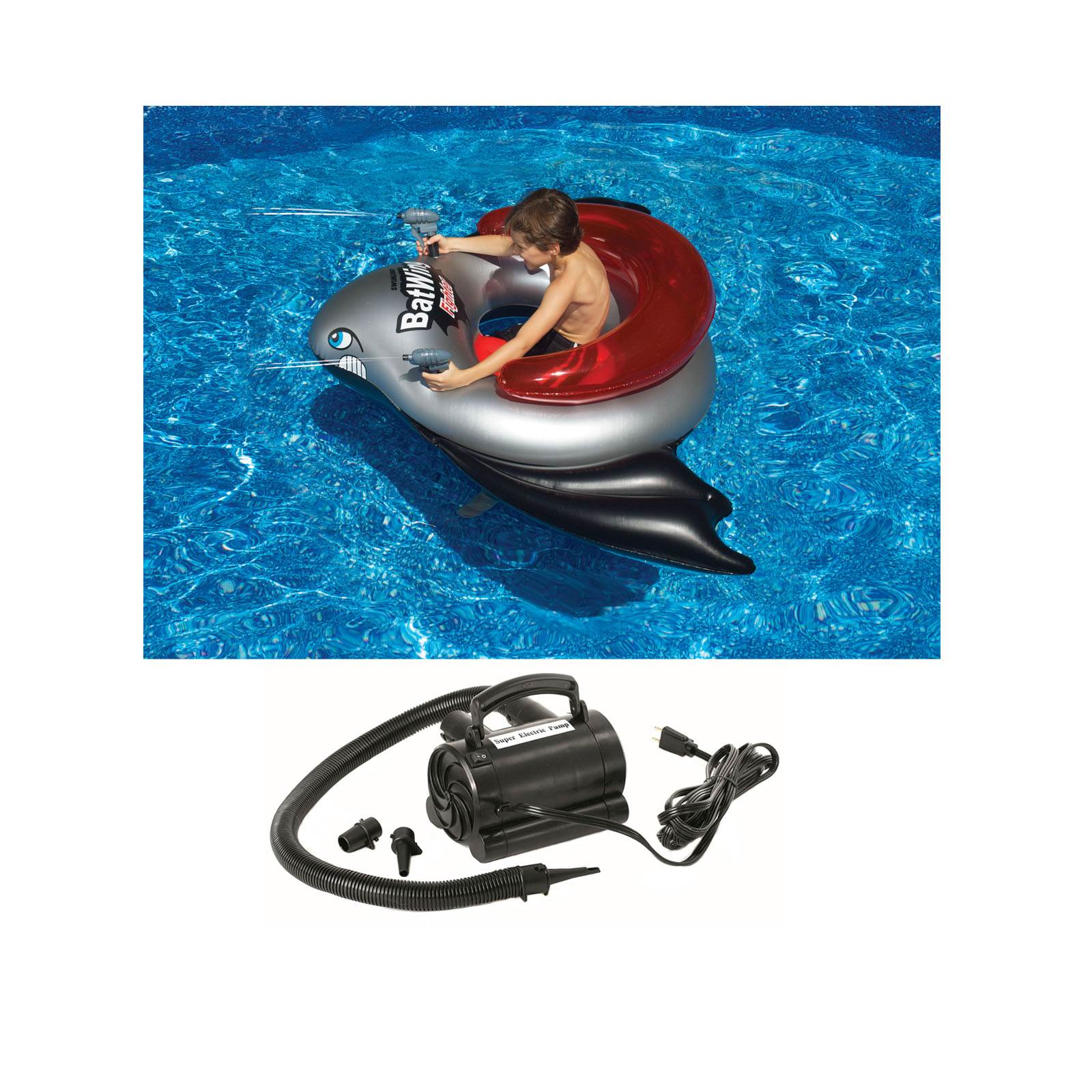 NEW Swimline 90797 BatWing Fighter Inflatable Tube Squirt Blaster w/ Air Pump - VMInnovations