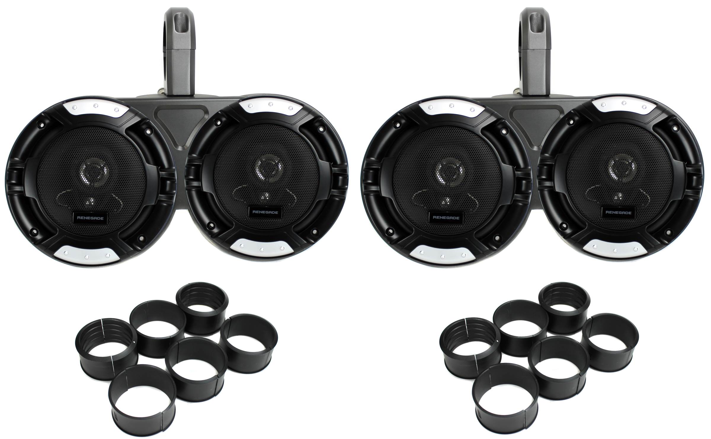 4) Renegade RX62 6.5" 600W Speakers Black+ 2) 6.5" 12KMTED Dual Tower Enclosures