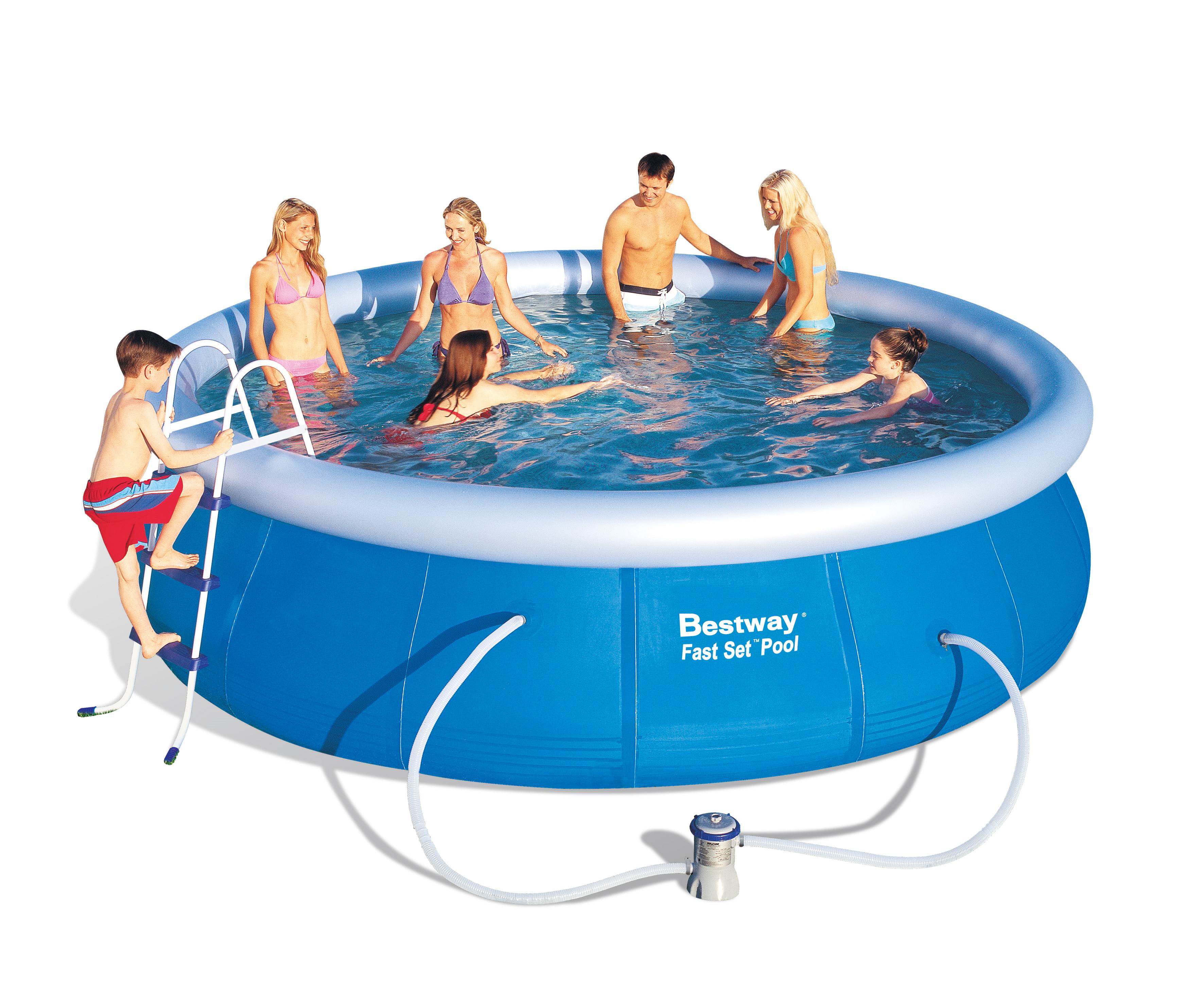 Bestway 15' x 42" Fast Set Inflatable Above Ground Swimming Pool Set - Open Box