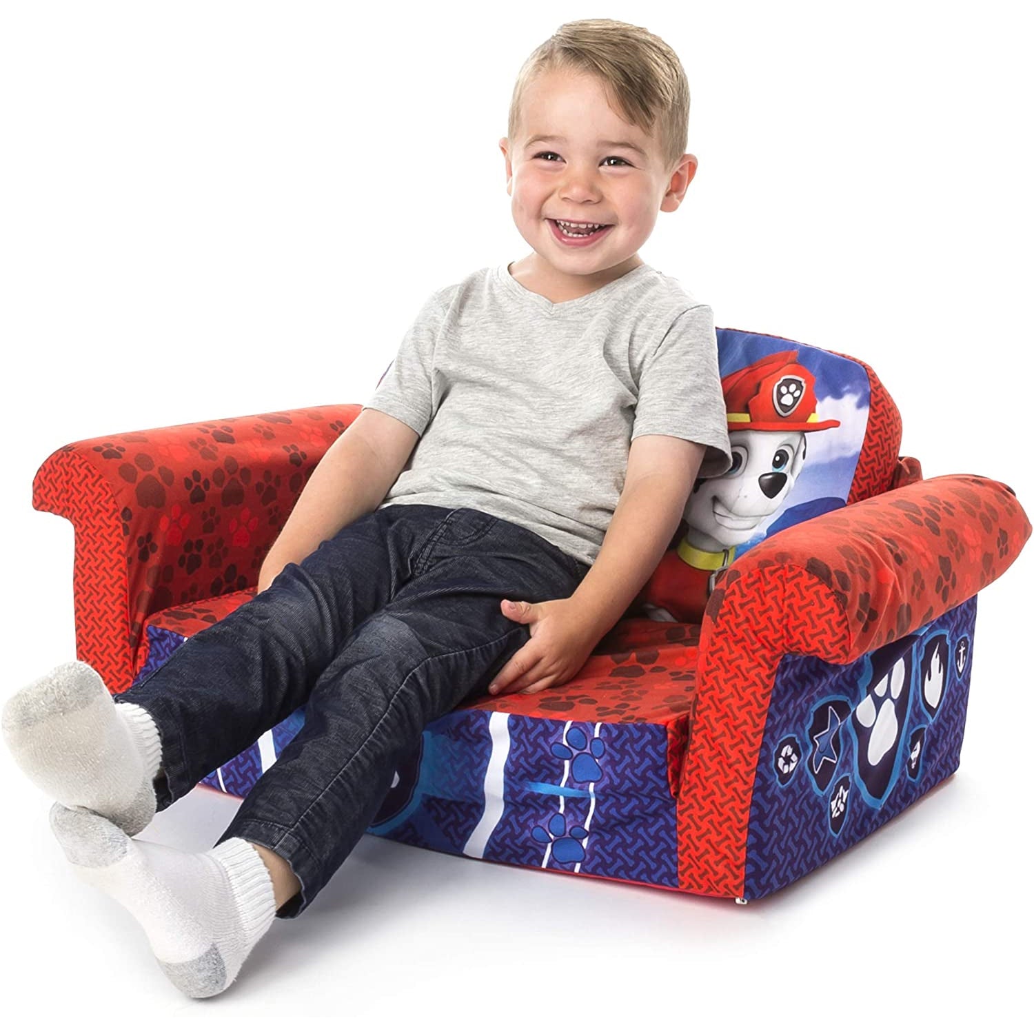 Marshmallow Furniture Comfy Foam Toddler Couch & Chair Package 2, Paw Patrol