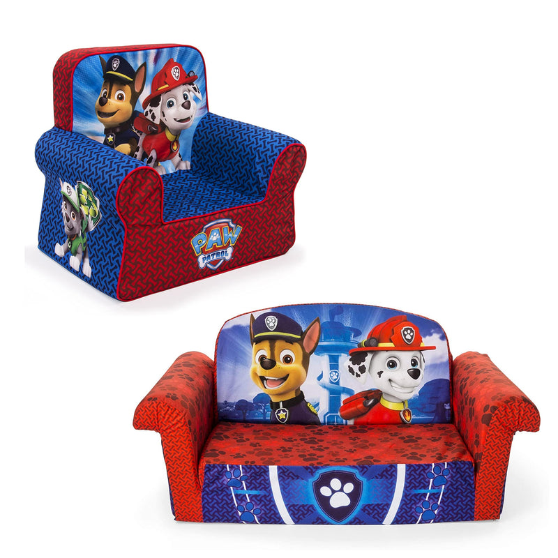 Marshmallow Furniture Comfy Foam Toddler Couch & Chair Package 1, Paw Patrol