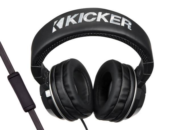 Kicker HP402MB Over Ear Stereo Headphones In-Line Mic Controls Black + Earbuds