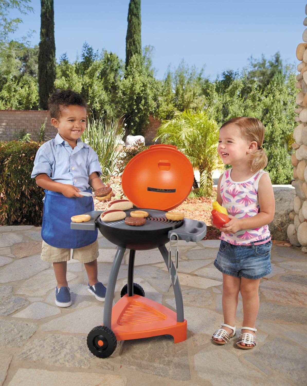 Little Tikes Sizzle & Serve Grill with Cooking Accessories and Food - Open Box