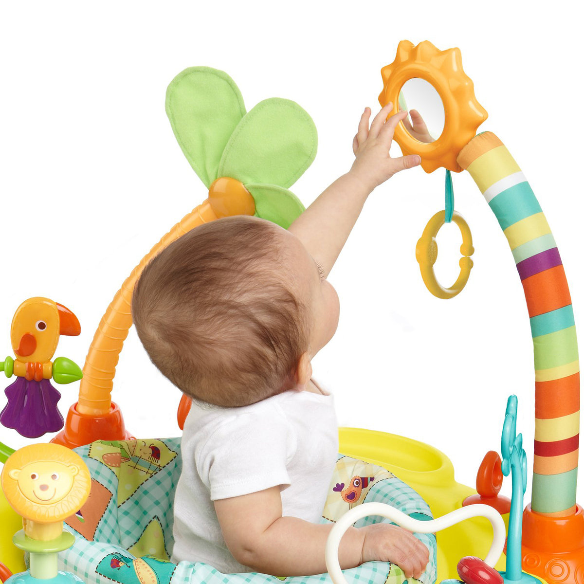Bright Starts Springin Safari Bounce 12 Activity Baby Toy Center Bouncer Chair - VMInnovations