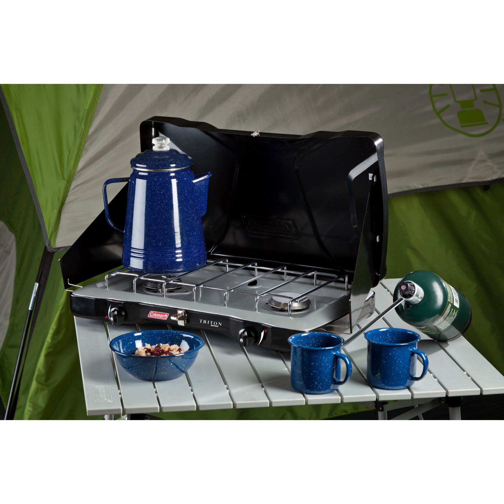 Coleman Triton 2-Burner Propane Portable Tabletop Camping Stove (Open Box)