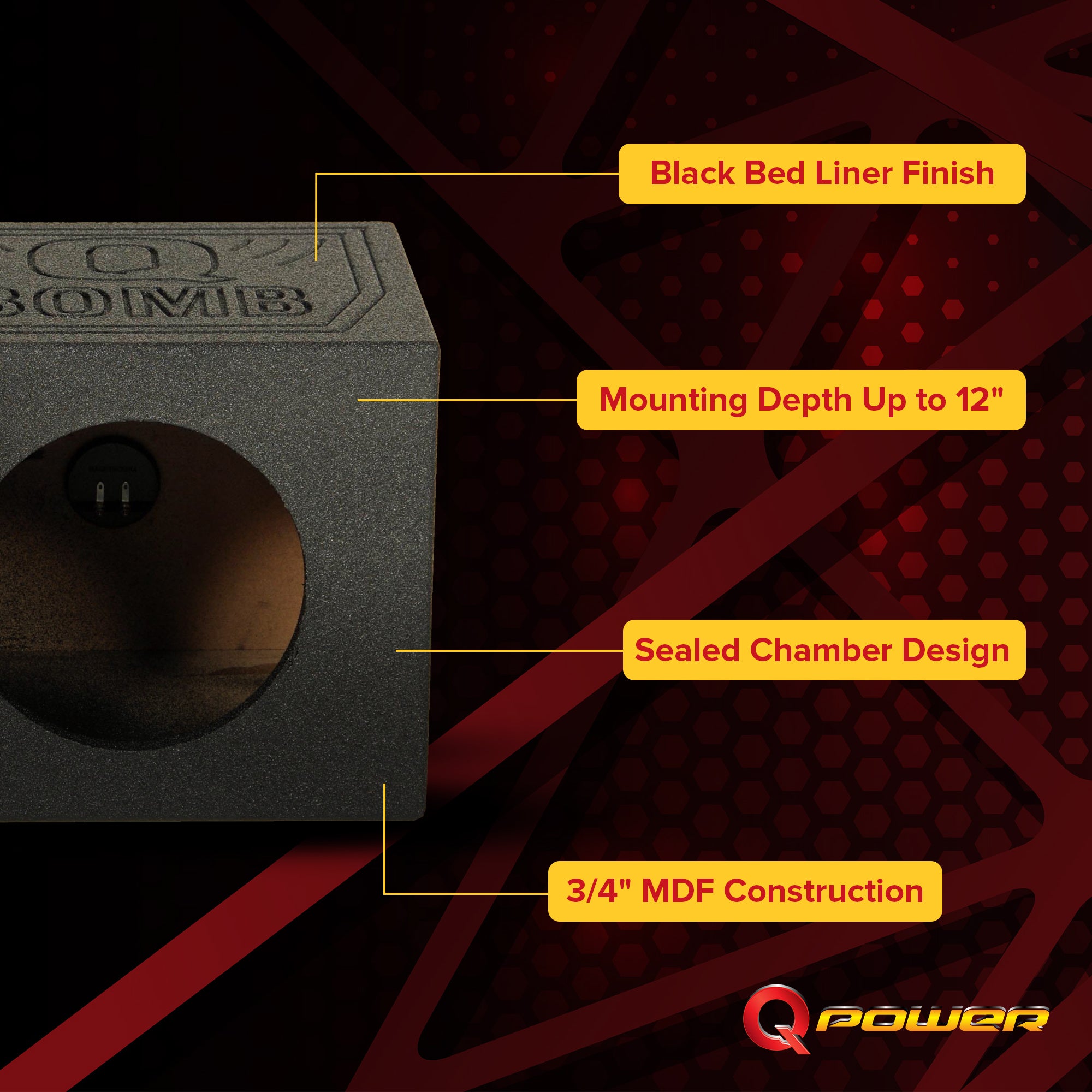 Q-POWER QBOMB 10" Sealed Car Subwoofer Sub Box Enclosure (Open Box) - VMInnovations