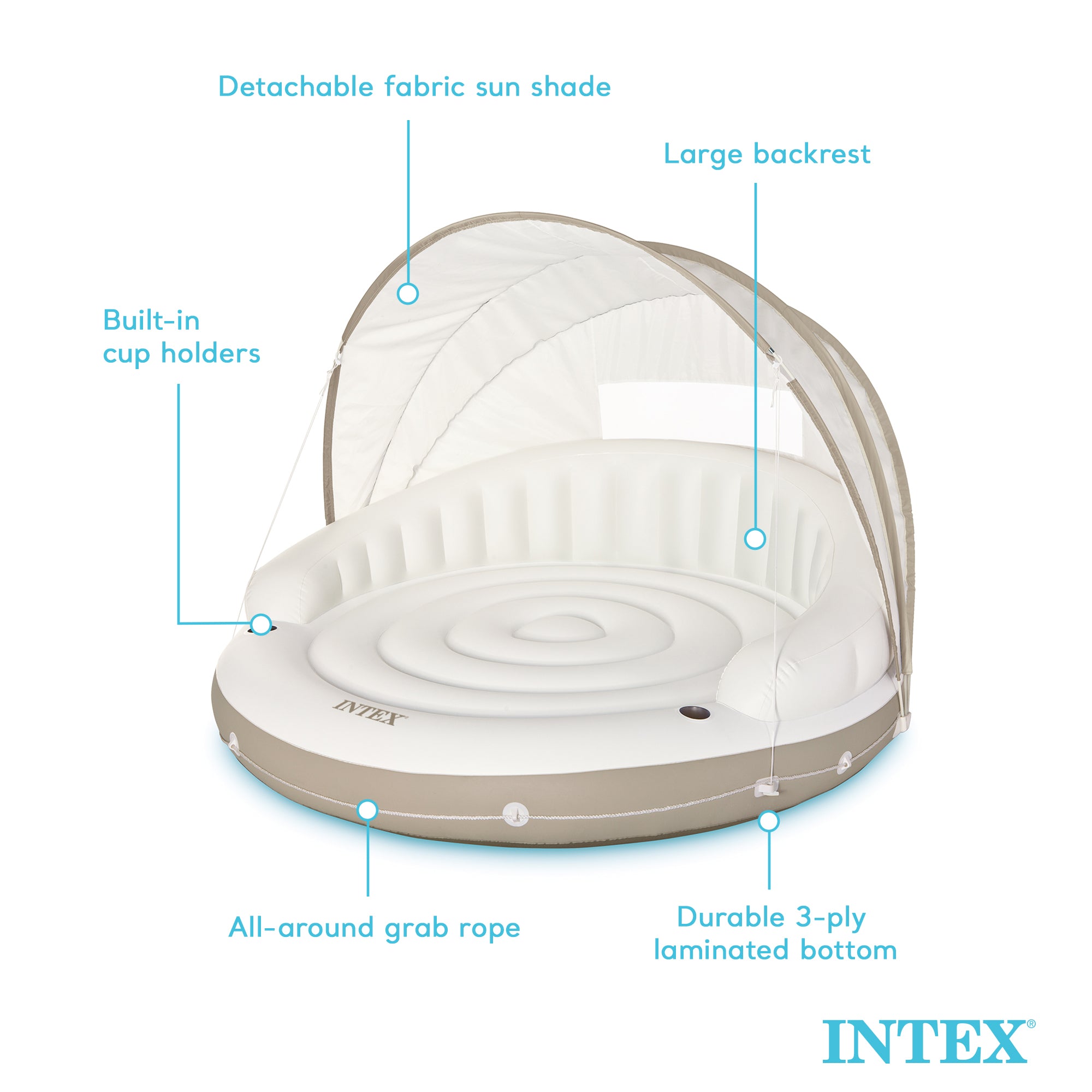 Intex Inflatable Canopy Island Float Lounge, 78.5" x 59" (Refurbished)