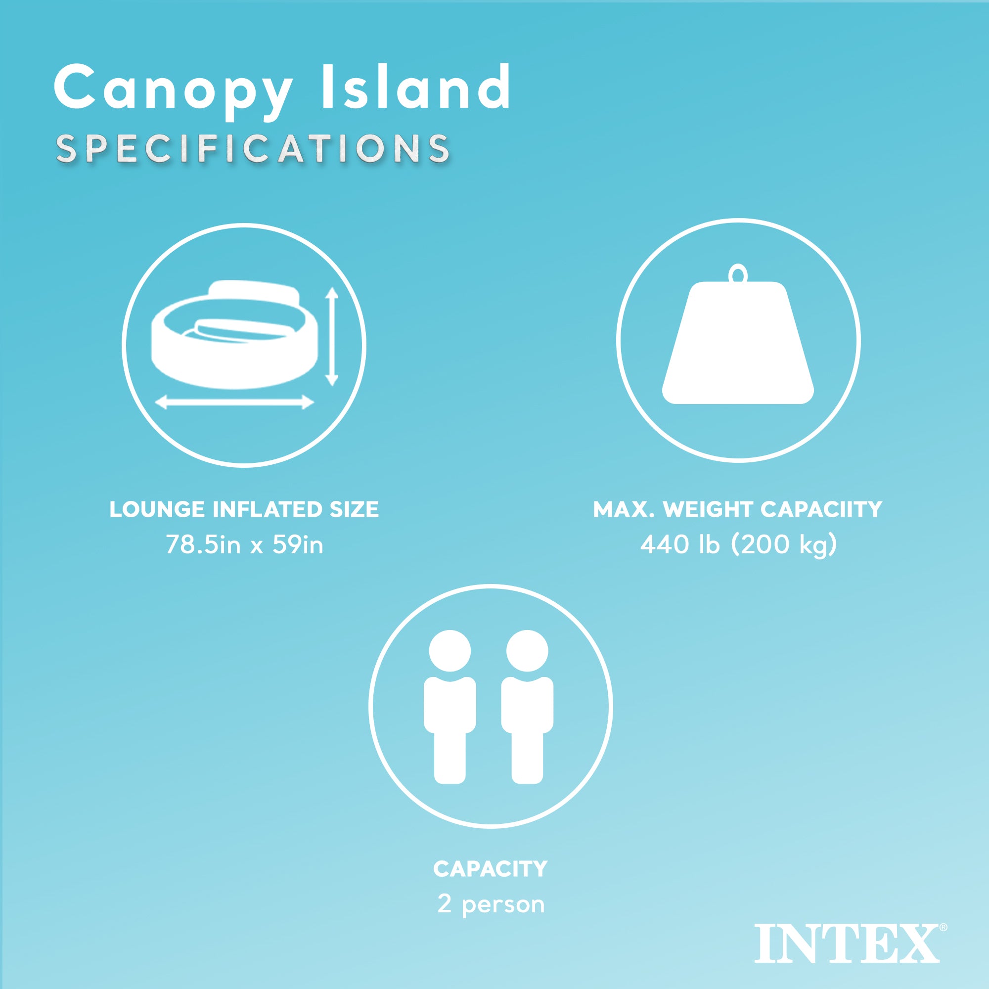 Intex Inflatable Canopy Island Float Lounge, 78.5" x 59" (Refurbished)