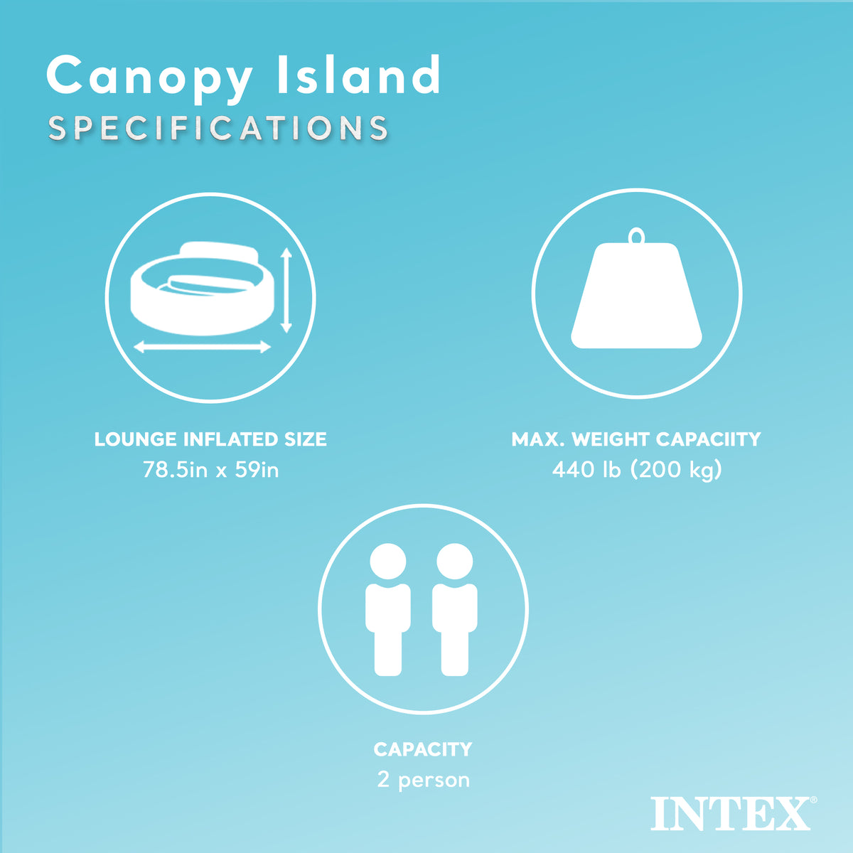 Intex Inflatable Canopy Island Float Lounge, 78.5" x 59" (Refurbished)