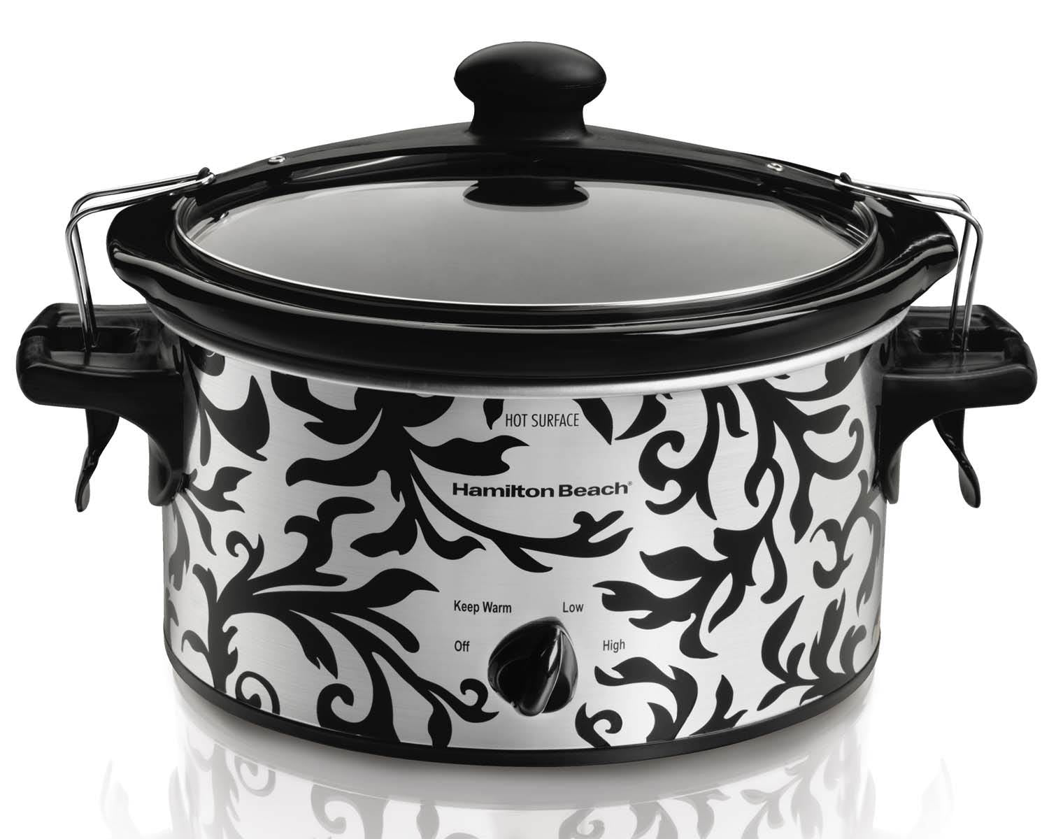 Hamilton Beach Designer Stay or Go Slow Cooker 4 Qt w/Clips & Latches (Open Box)