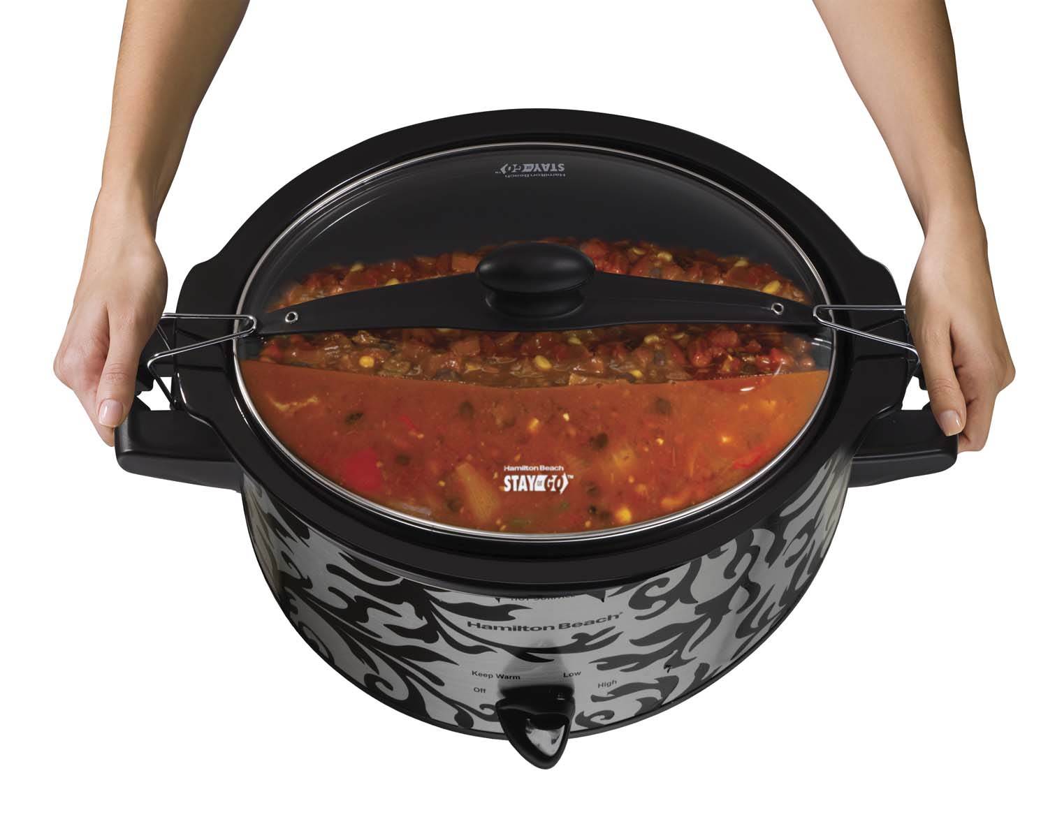 Hamilton Beach Designer Stay or Go Slow Cooker 4 Qt w/Clips & Latches (Open Box)