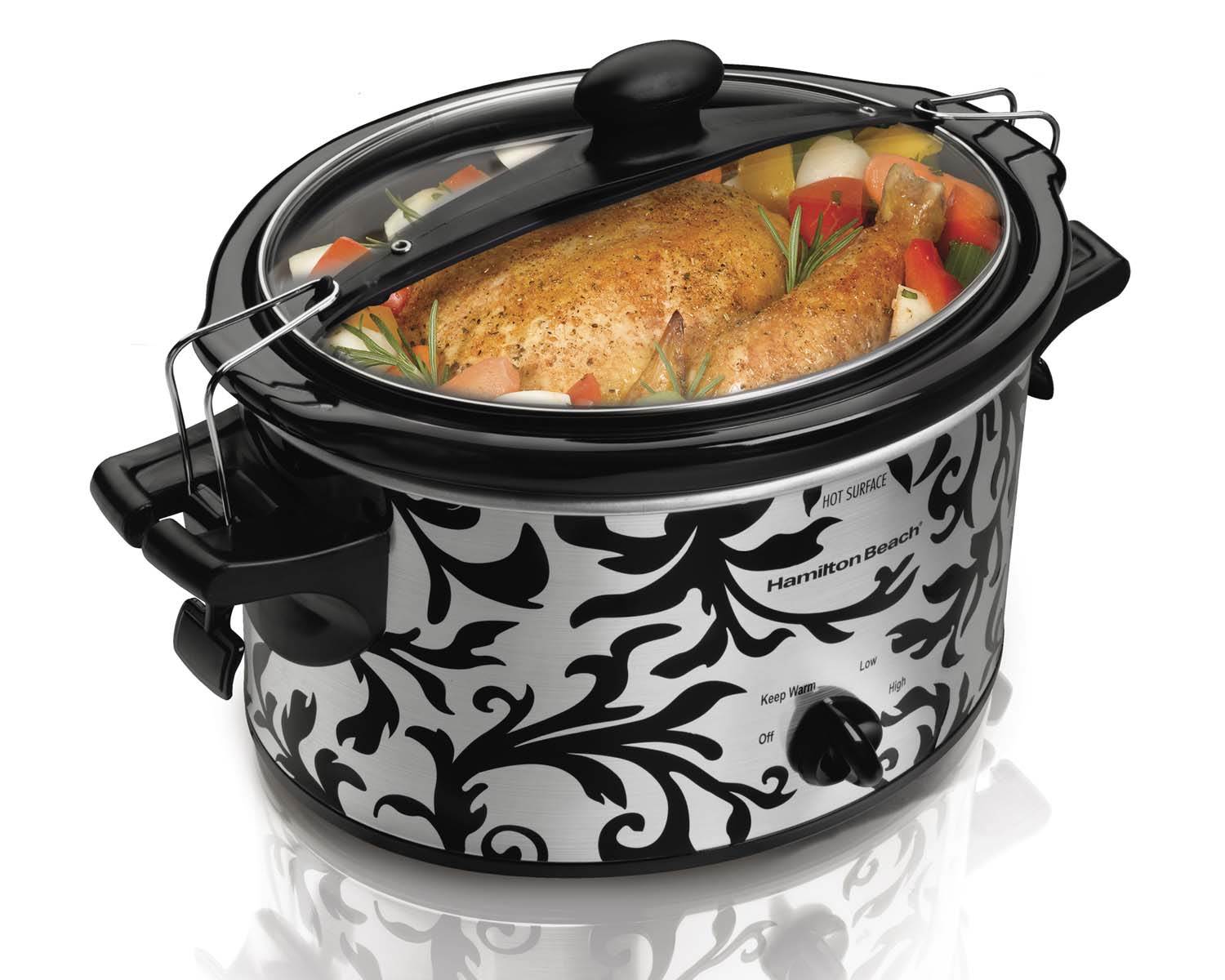 Hamilton Beach Designer Stay or Go Slow Cooker 4 Qt w/Clips & Latches (Open Box)
