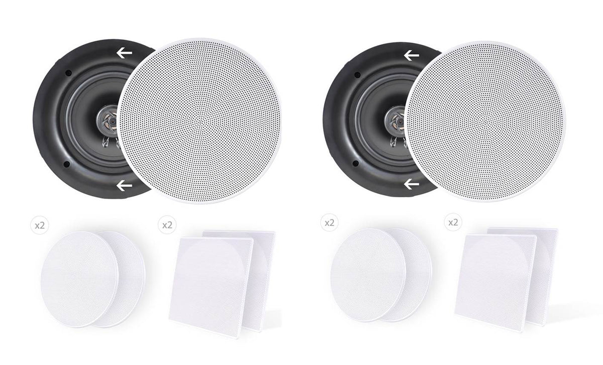 4) Pyle PDIC66 6.5" 200W 2 Way Dual In-Wall/Ceiling Home Audio Speakers Stereo