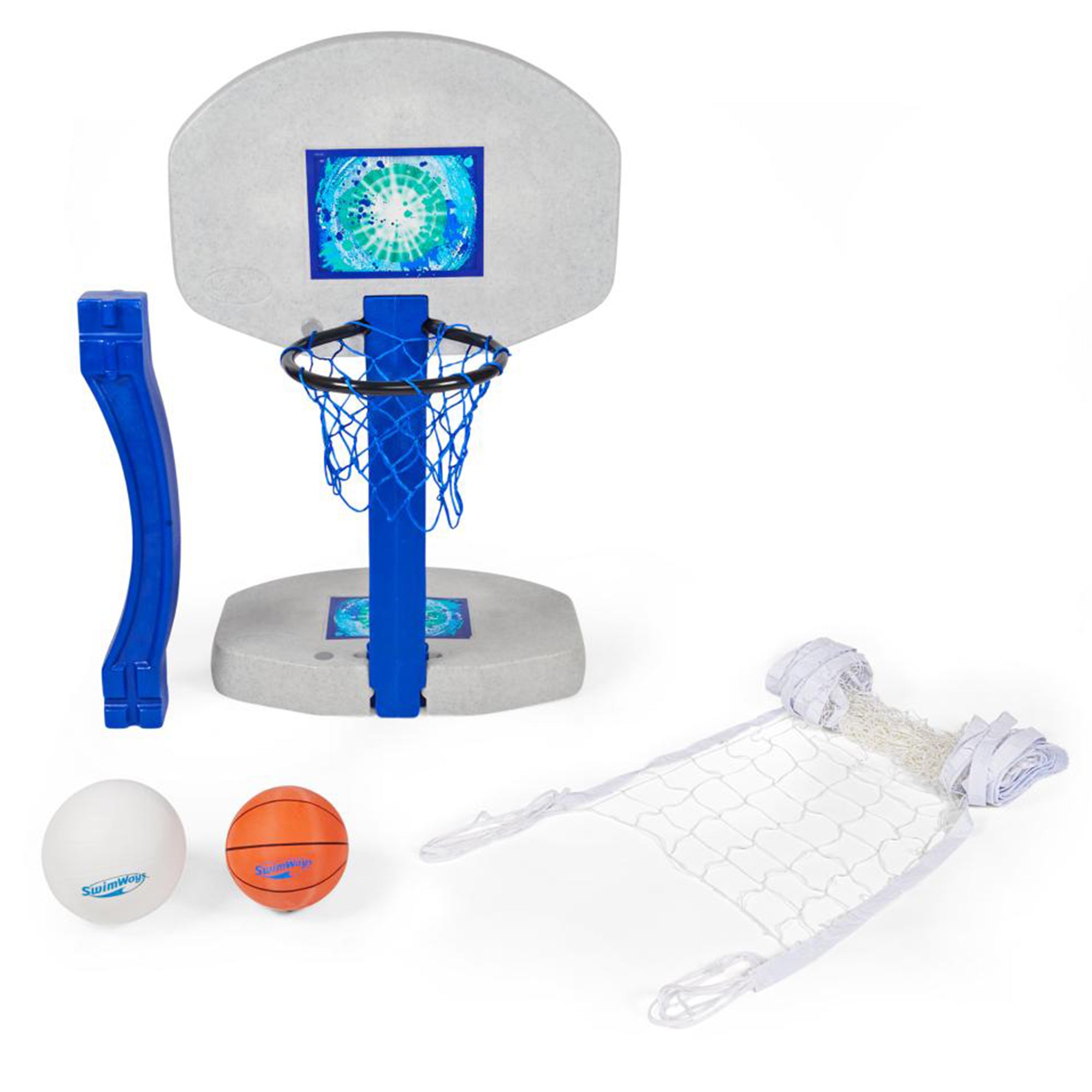 SwimWays 2-in-1 Poolside Volleyball & Basketball Pool Water Game Set (Open Box)