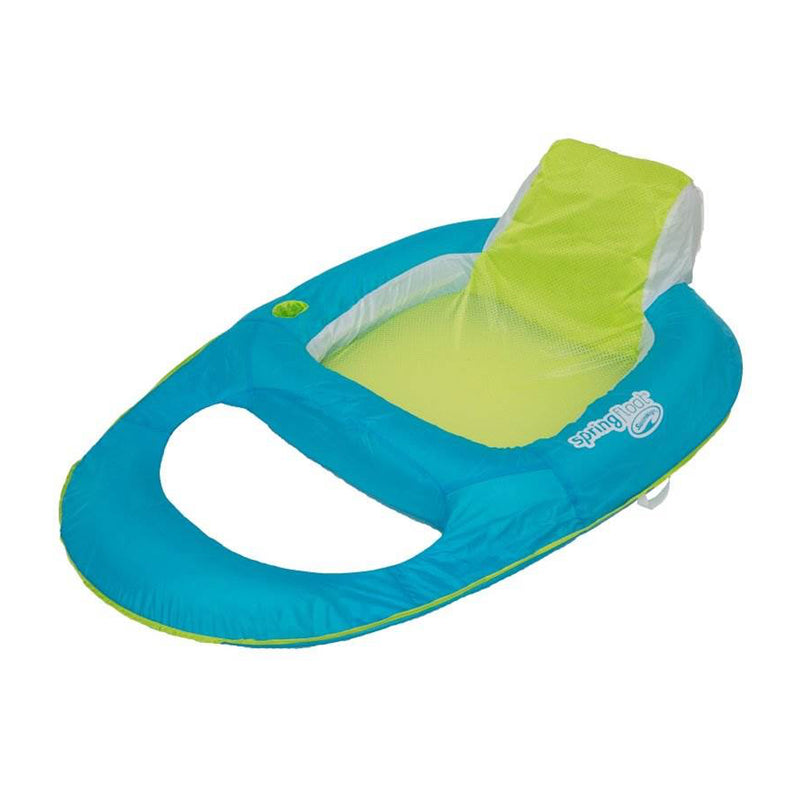 SwimWays Spring Float Inflatable Recliner Pool Lounger, Aqua & Lime (3 Pack)