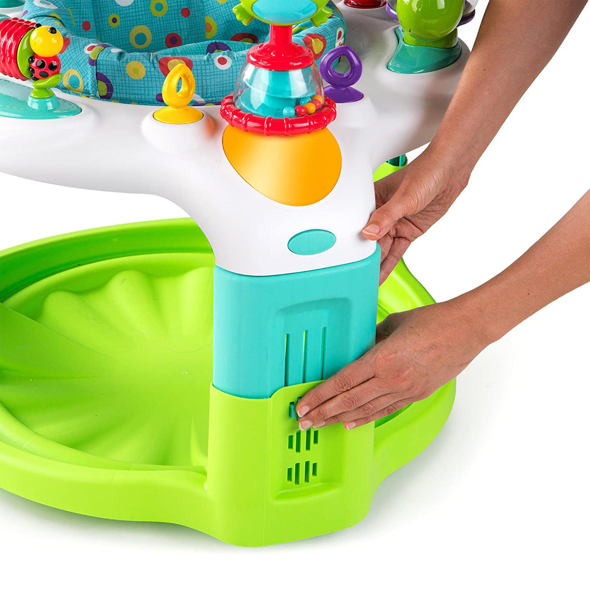 Bright Starts 2-in-1 Laugh & Lights Activity Gym & Saucer Bounce Chair w/ Toys - VMInnovations
