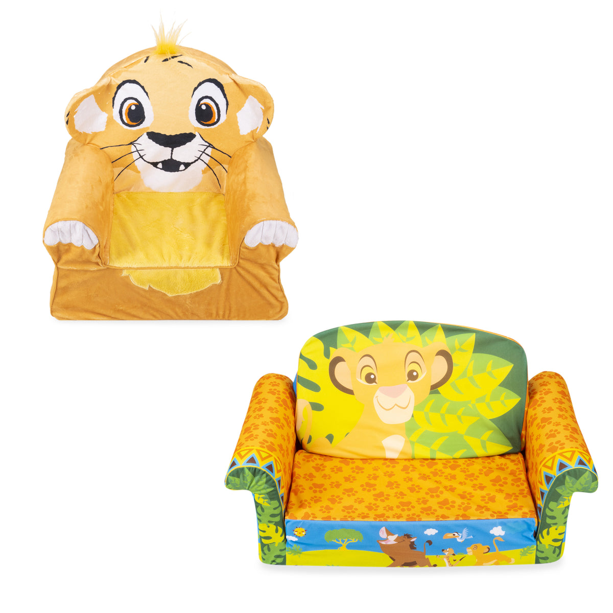 Marshmallow Furniture Comfy Foam Toddler Couch & Chair Package, The Lion King