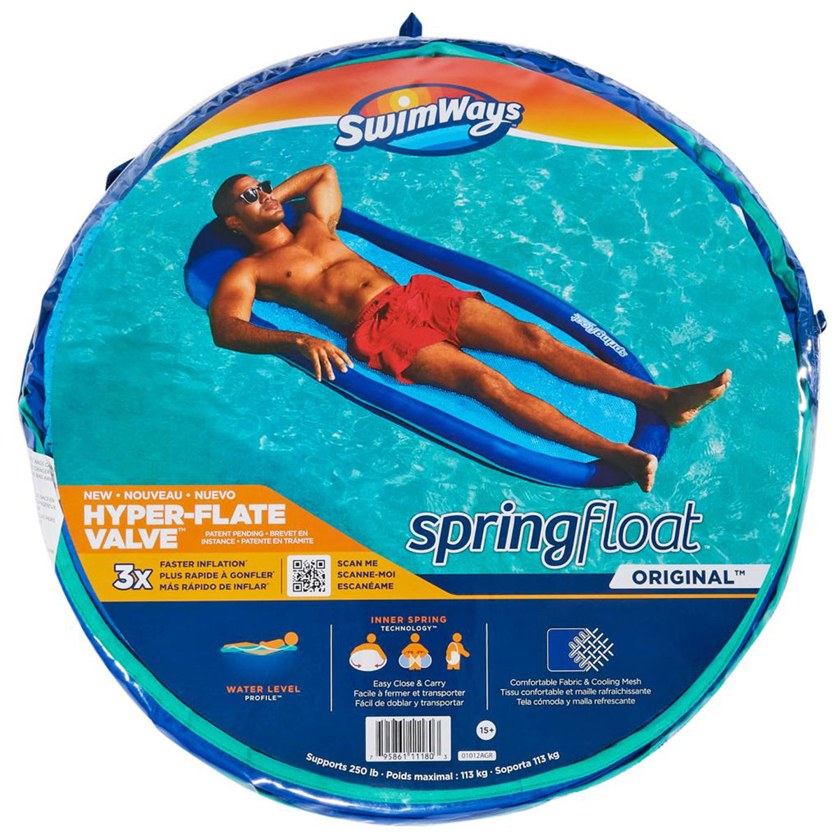 SwimWays Water Hammock Styled Spring Swimming Pool Float Recliner, Blue (2 Pack)