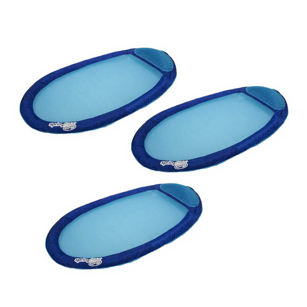 SwimWays Water Hammock Styled Spring Swimming Pool Float Recliner, Blue (3 Pack)