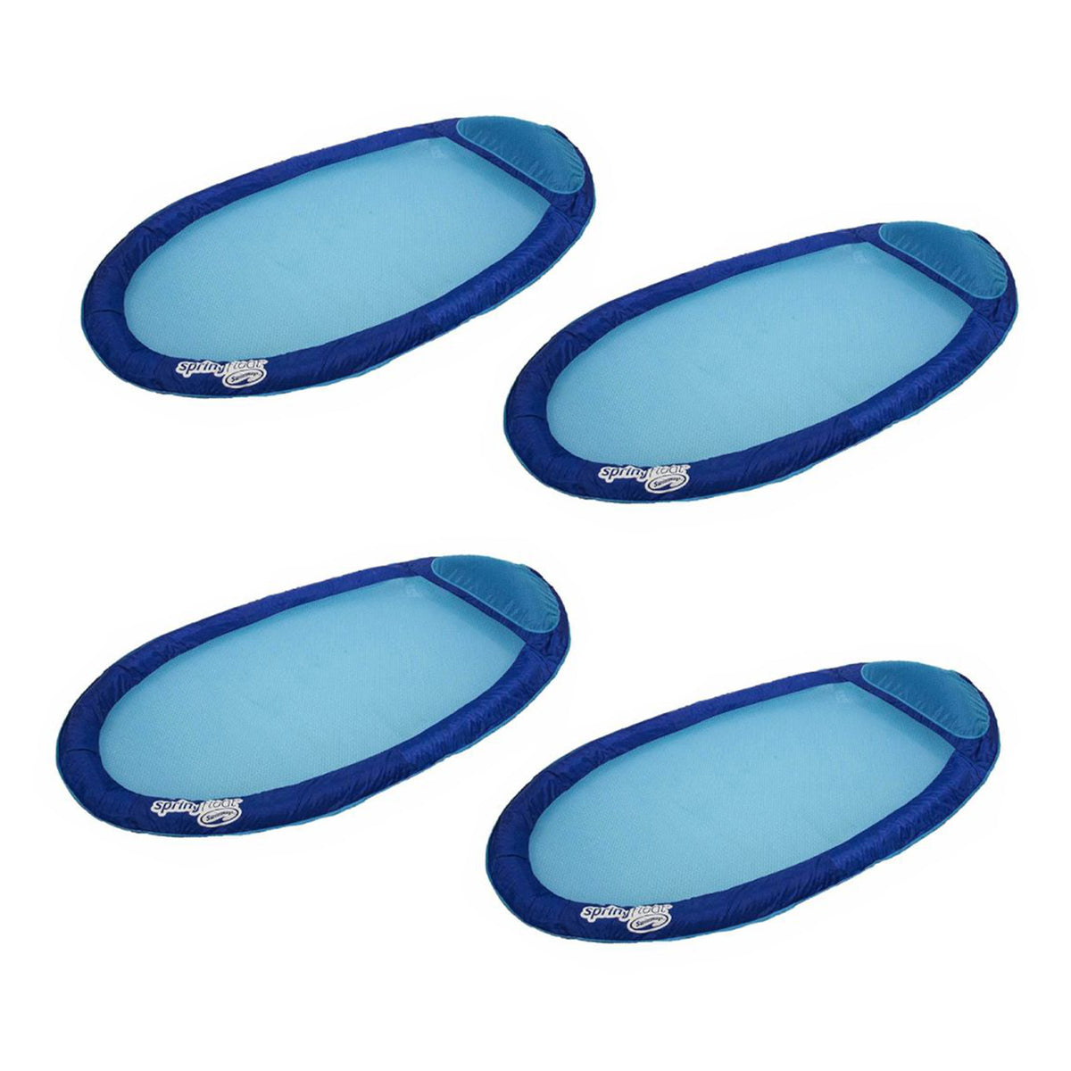 SwimWays Water Hammock Styled Spring Swimming Pool Float Recliner, Blue (4 Pack)