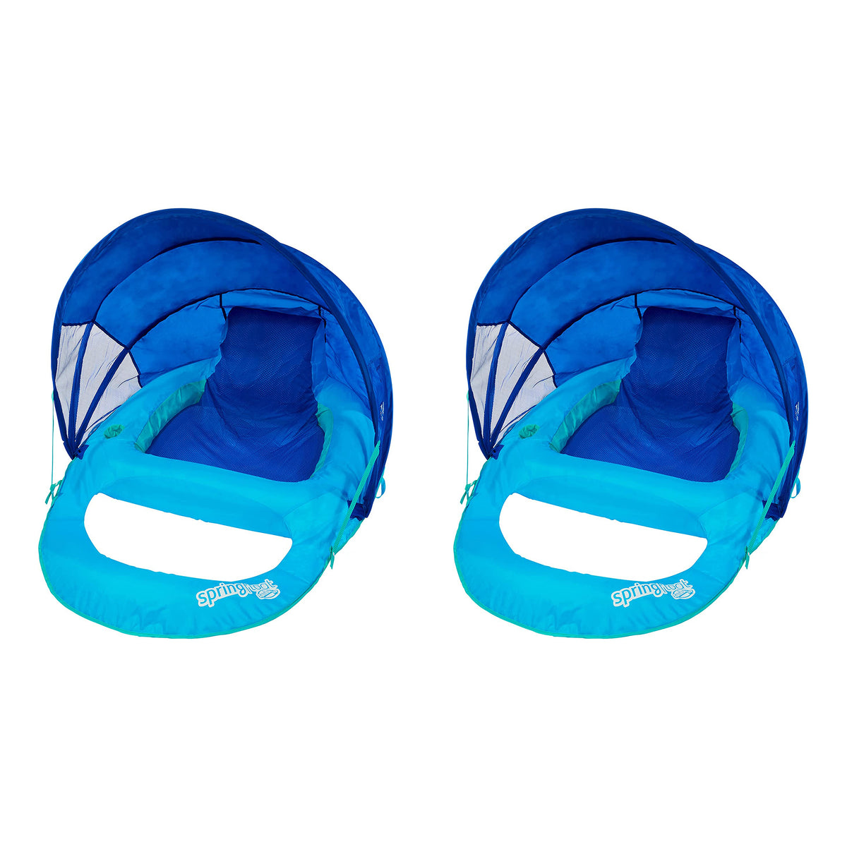 SwimWays Spring Float Recliner with Canopy Water Summertime Lounge Seat (2 Pack)