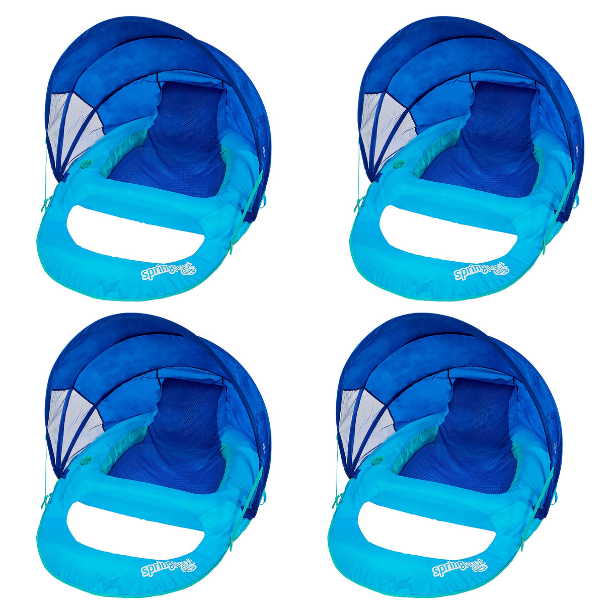 SwimWays Spring Float Recliner with Canopy Water Summertime Lounge Seat (4 Pack)