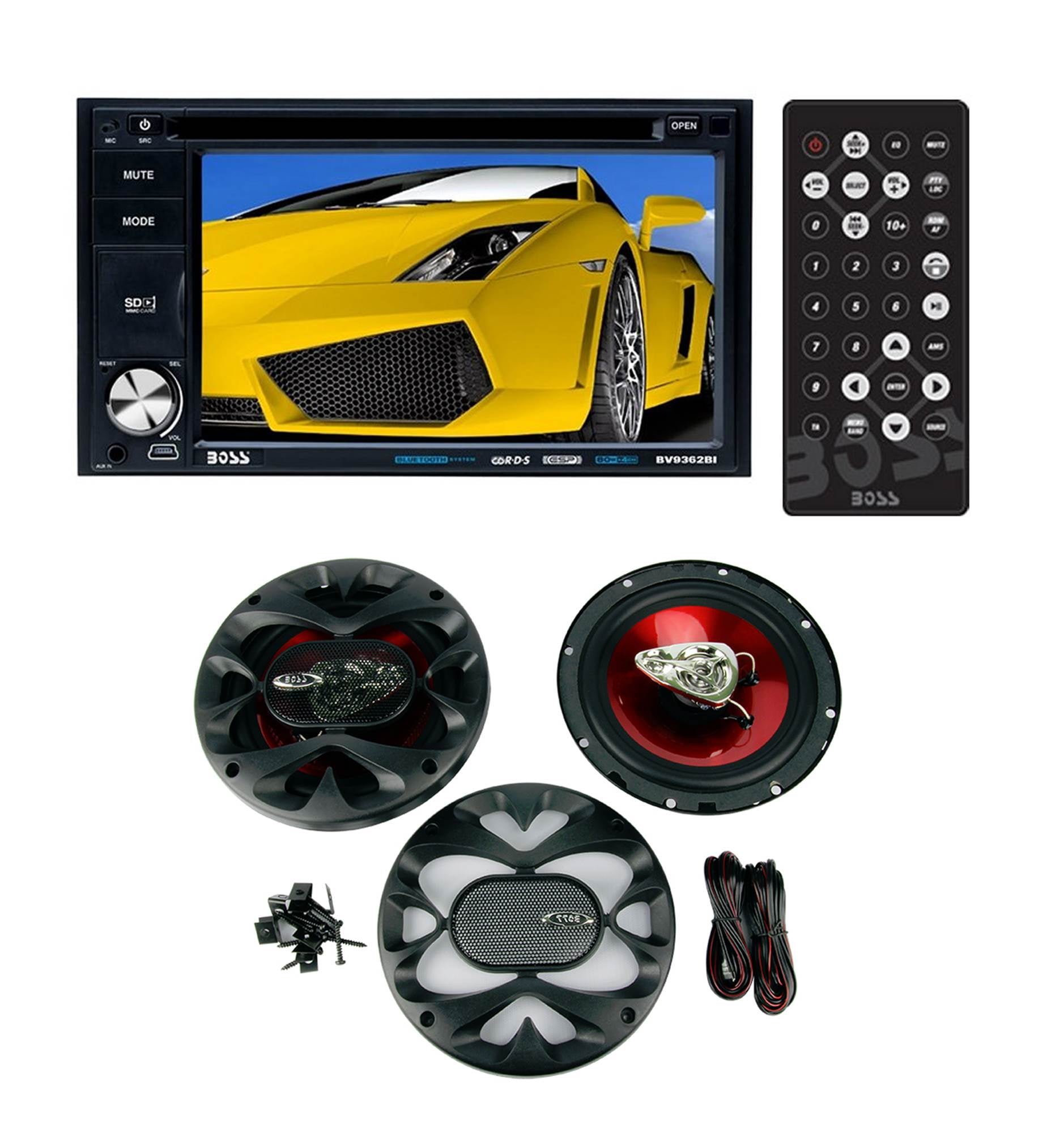 BOSS BV9362BI 6.2" Bluetooth Touchscreen DVD/CD Car Player + 6.5" Speakers Pair