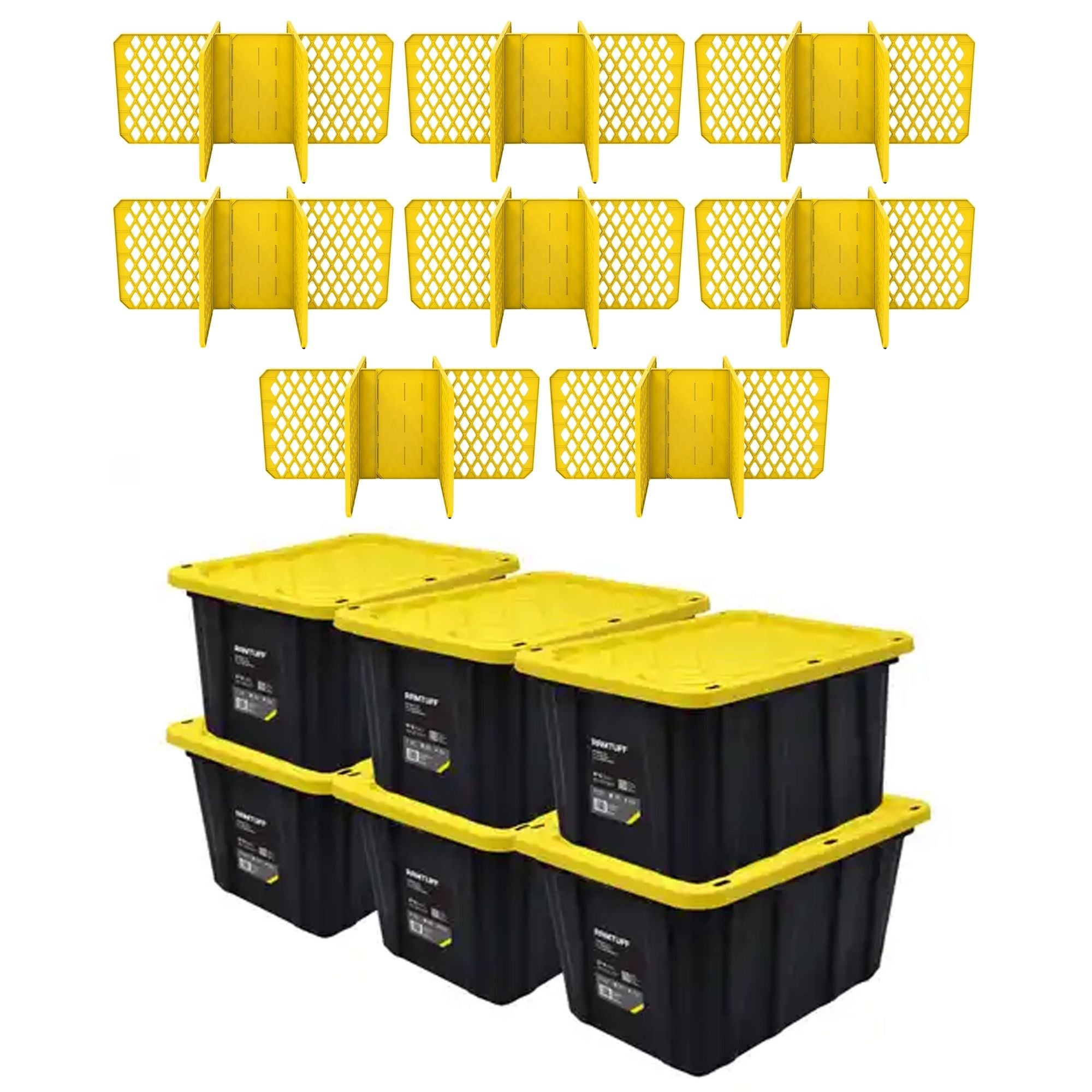 Ramtuff 6 Pack Stackable Storage Container and ORGANIZE-IT! 8 Pack Tote Dividers - VMInnovations