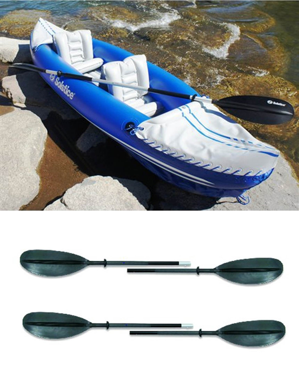 Solstice 29900 Whitewater Rapids Rogue 2-Person Inflatable Kayak w/ 2 Paddles