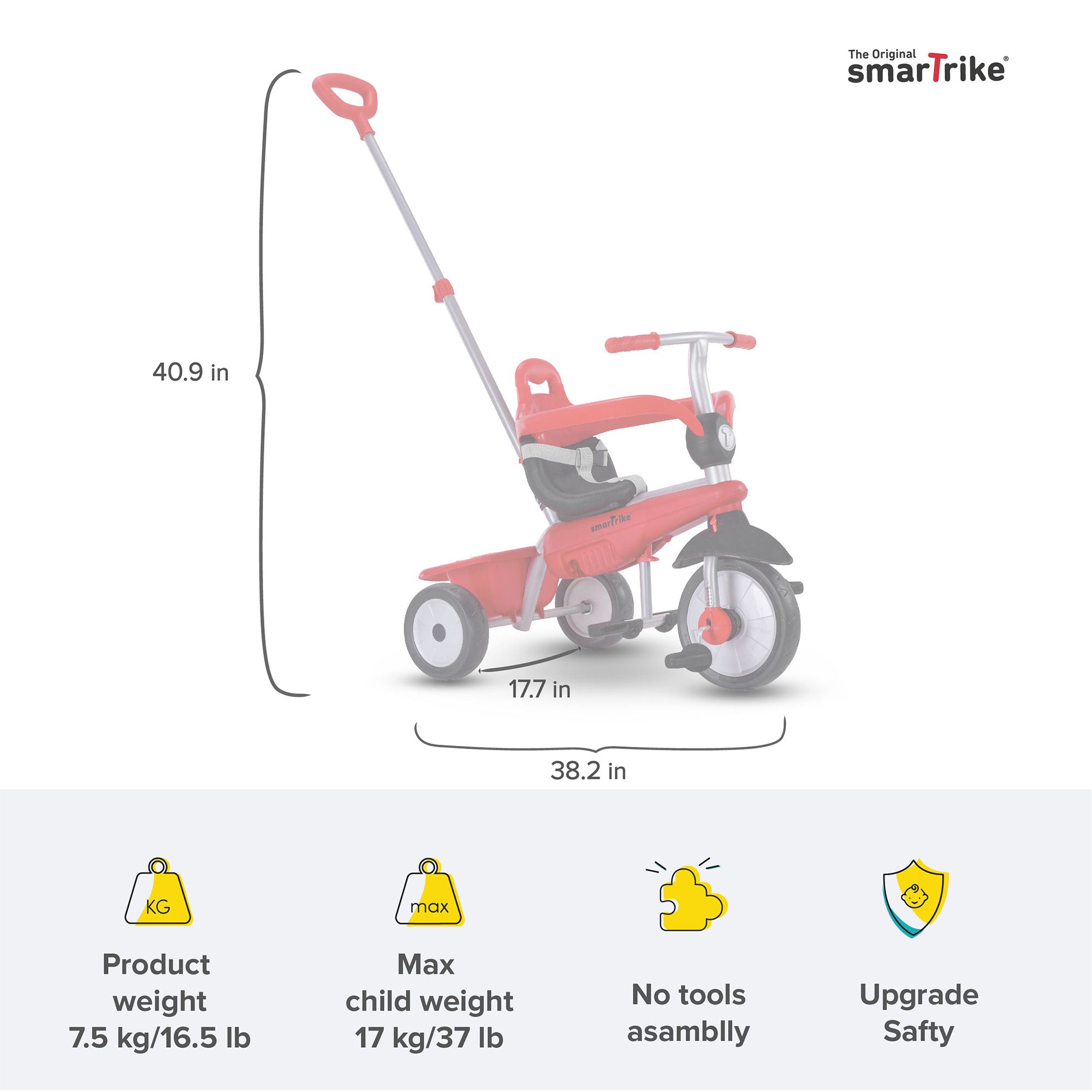 smarTrike Breeze 3 in 1 Baby Toddler Tricycle for 15 to 36 Months, Red (2 Pack)