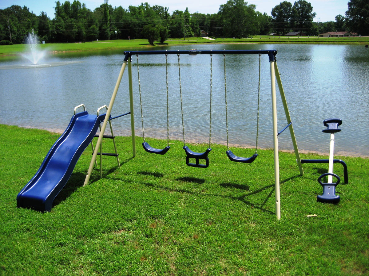 Flexible Flyer Triple Fun II Swing Set w/ Slide, Swings, & Teeter-Totter 42565T