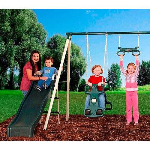 Flexible Flyer Big Adventure Swing Set w/ Slide, Glider, Trapeze & Teeter-Totter