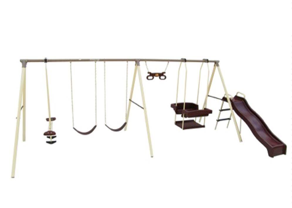 Flexible Flyer Play Park Swing Set w/ Slide, Swings, Air-Glider, & Lawn Swing