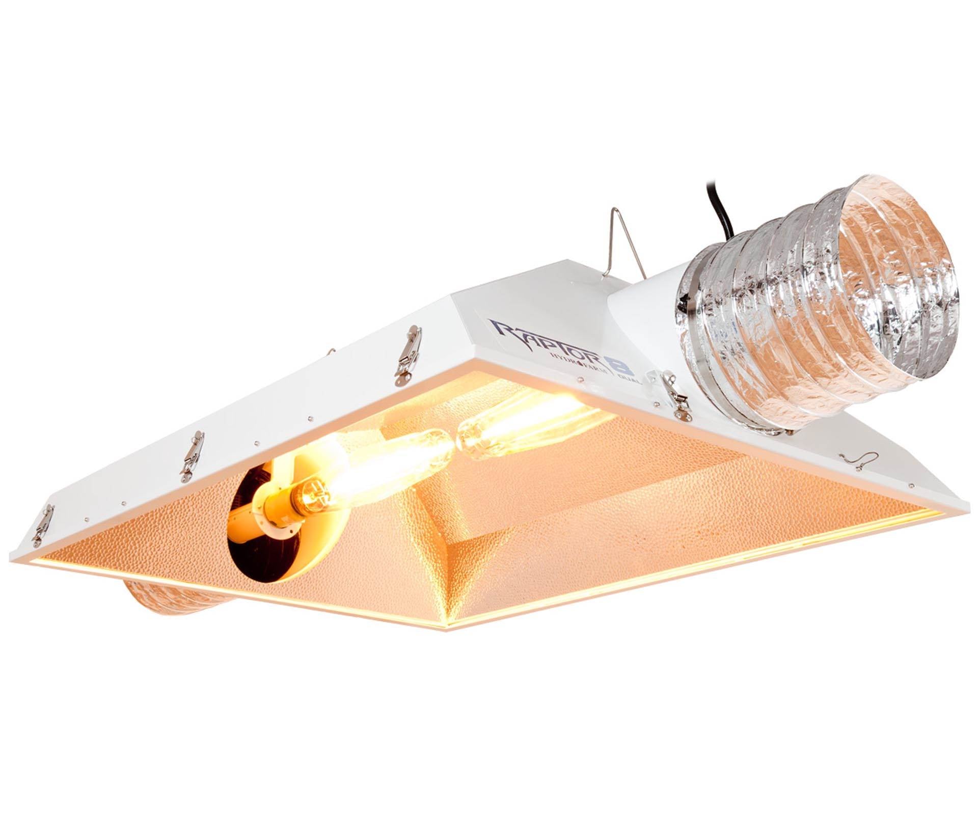 Hydrofarm Raptor 8" Air Cooled GrowLight Reflector Hood w/ Dual Lamps (Open Box)