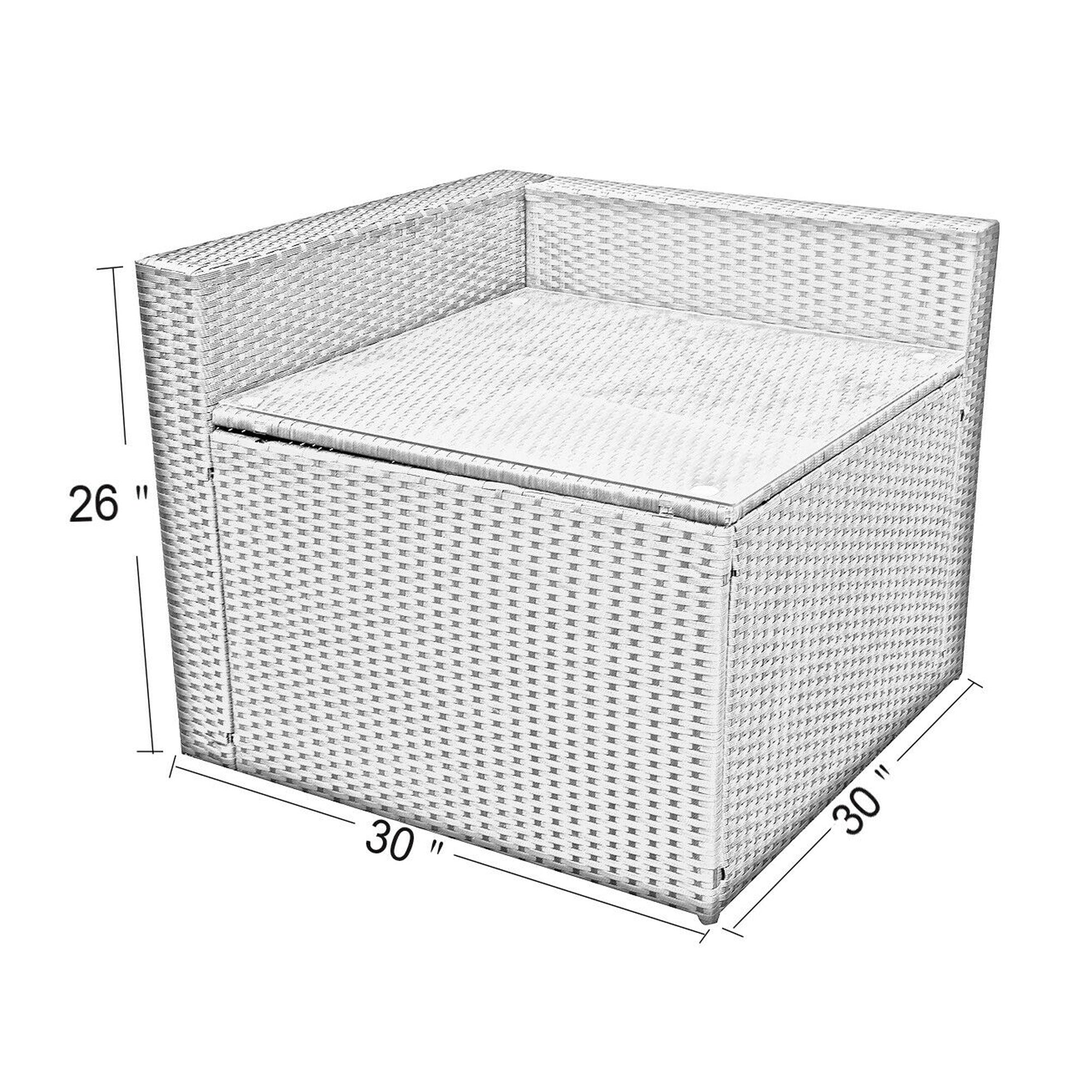 MCombo 6089 Outdoor Black Rattan Woven Wicker Corner Patio Table Furniture