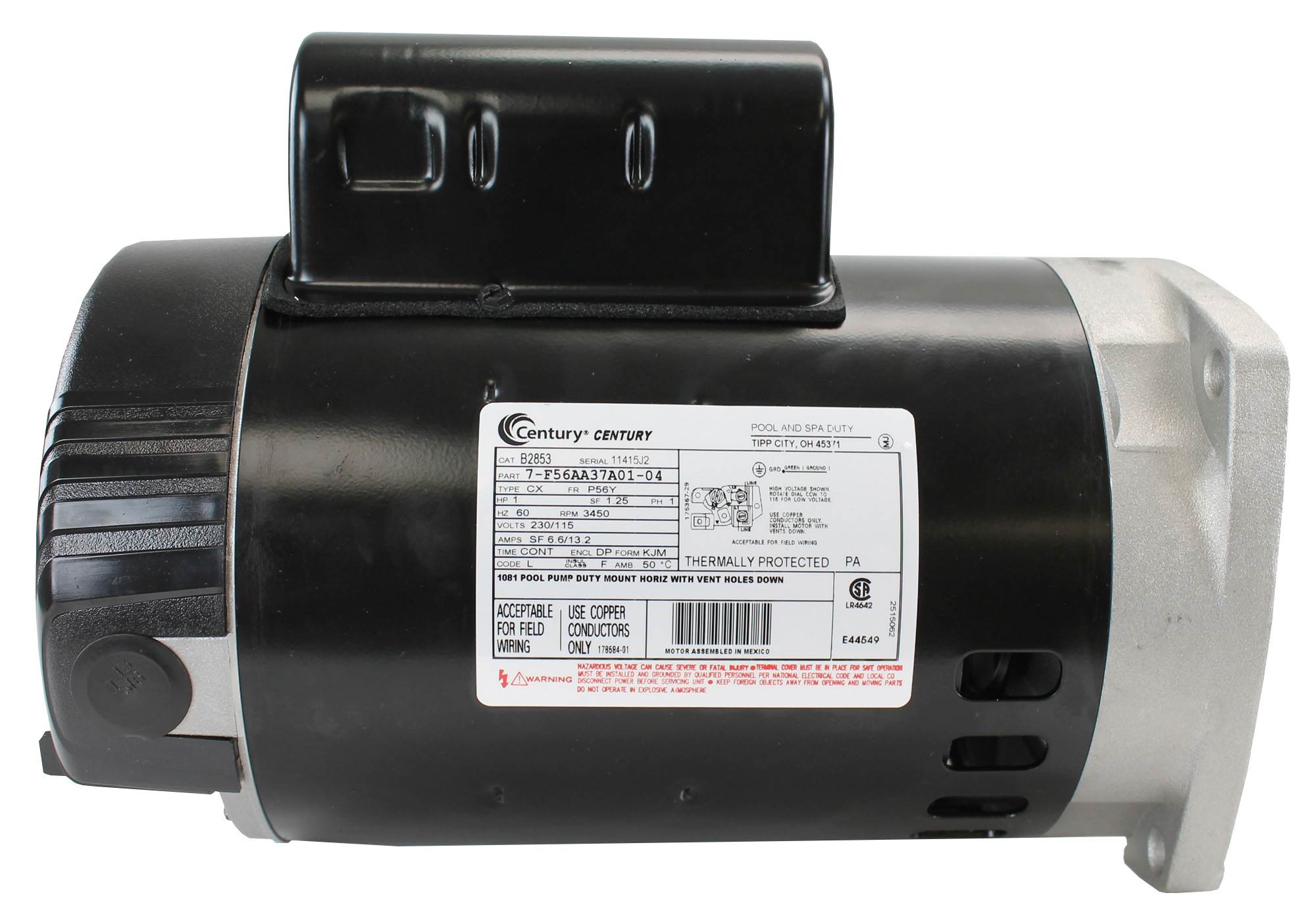 A.O. Smith Century 1HP 115/230V Square Flange Up-Rate Pool Motor (Open Box)