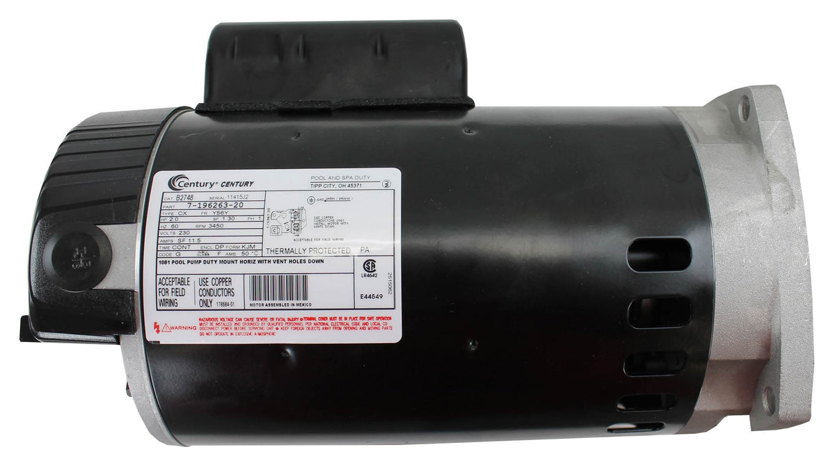 Century AO Smith B2748 Single Speed Square Flange Swimming Pool Pump Motor 2 HP