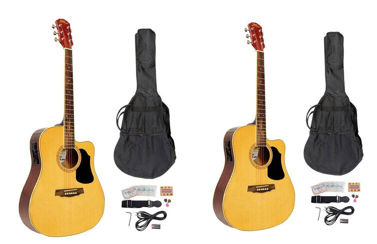 2) NEW Pyle 41" Acoustic Electric Guitar Starter Beginner Packages + Accessories